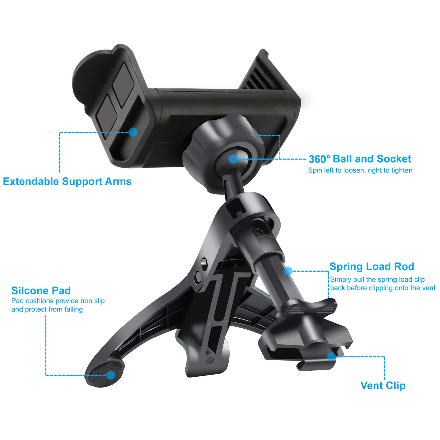 Universal Car Air Vent Phone Mount Holder - Compatible with Motorola Moto X4, Z2 Force, Z2 Play, G4, G4 Plus, Z Droid Series - Perfect for Hands-Free Navigation & Safe Driving