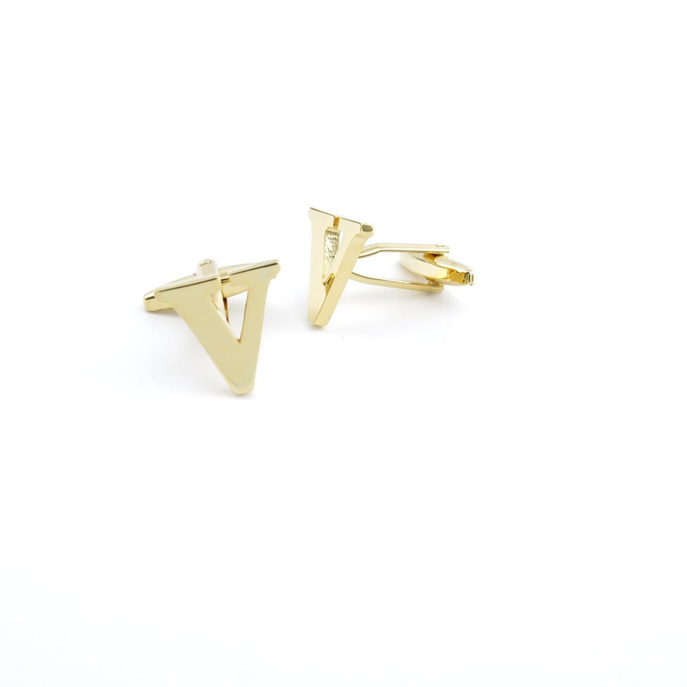 Golden Letter V Cufflinks for Men & Boys - Elegant Wedding & Party Favors Jewelry Gift - Perfect for Formal Events, Proms & Special Occasions