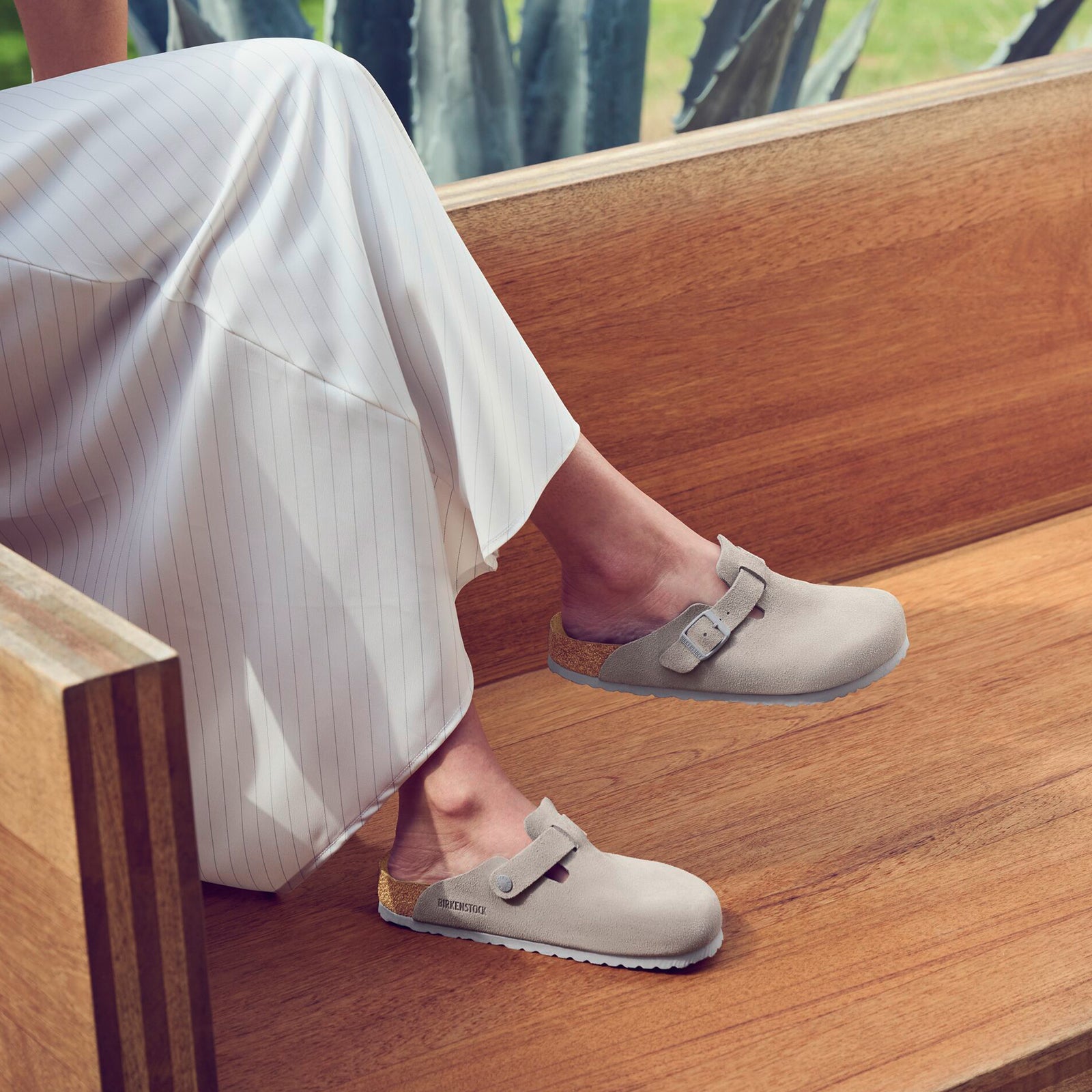 Birkenstock Boston Narrow Clog for Women - Stone Coin Suede Leather Comfort Shoes | Perfect for Home, Office & Casual Wear