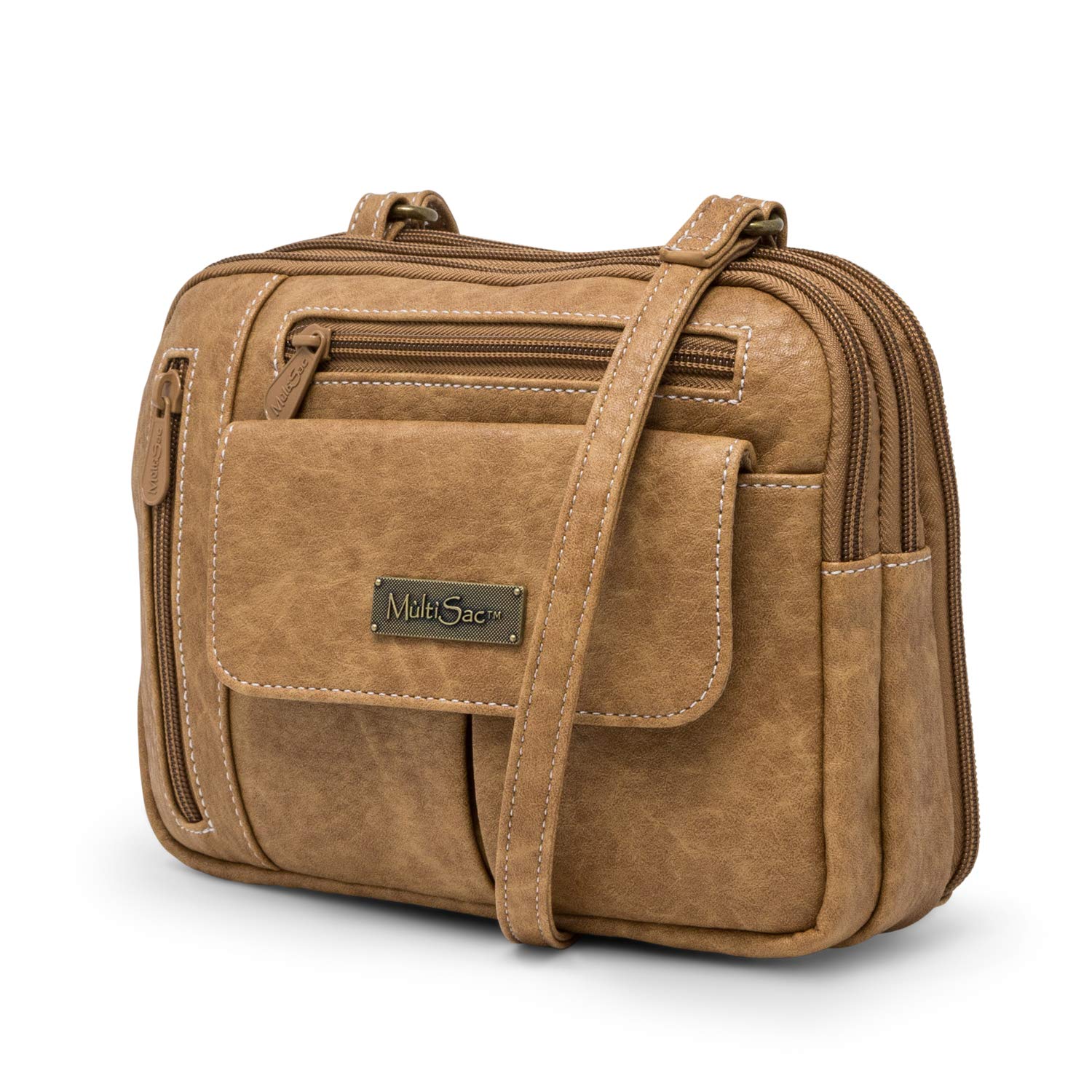 MultiSac Zippy Triple Compartment Crossbody Bag for Women - Waterproof Travel Purse with RFID Protection - Perfect for Shopping, Work & Travel Accessories
