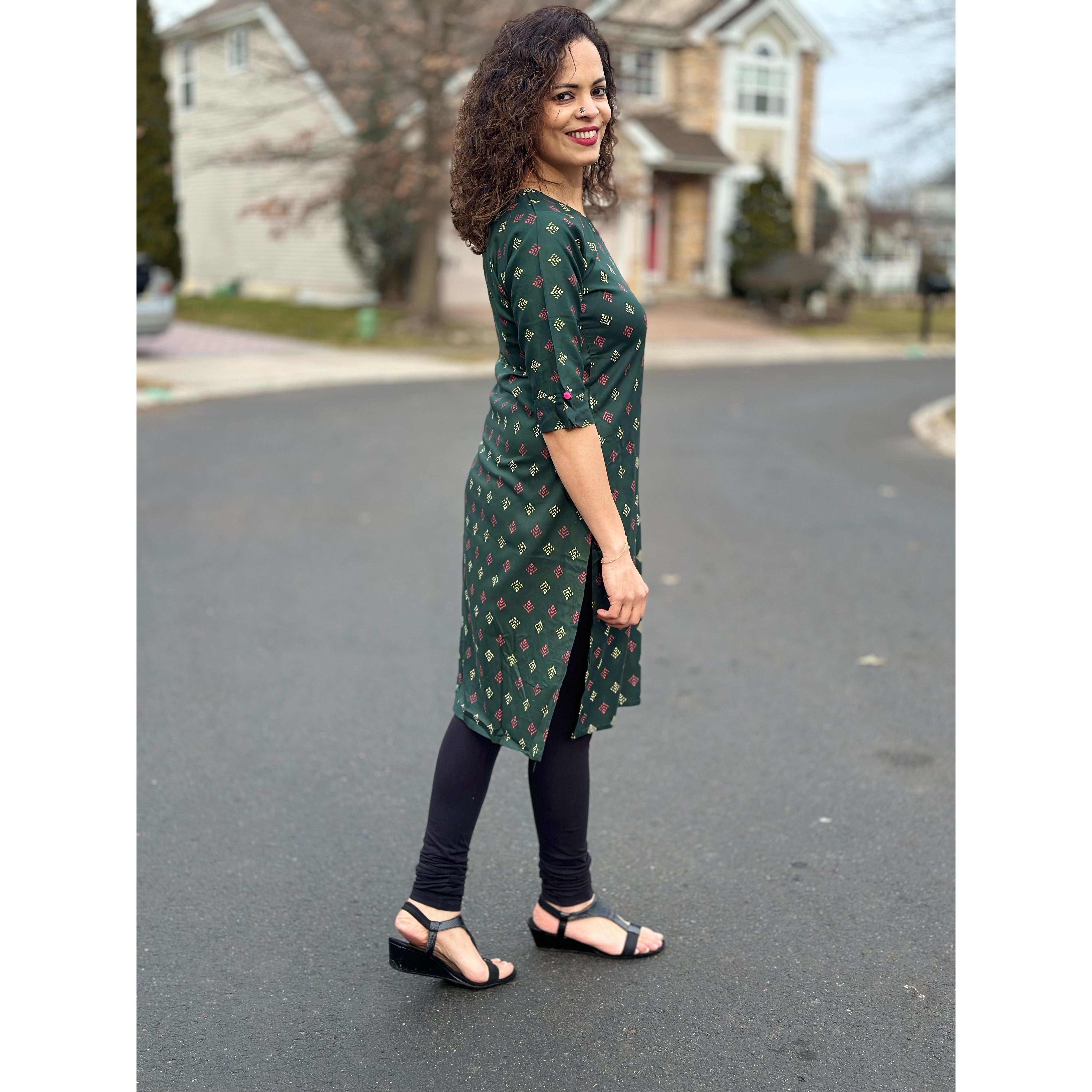 Stylish Green Printed Kurta for Women - Khushboo Collection | Perfect for Festivals, Weddings & Casual Wear