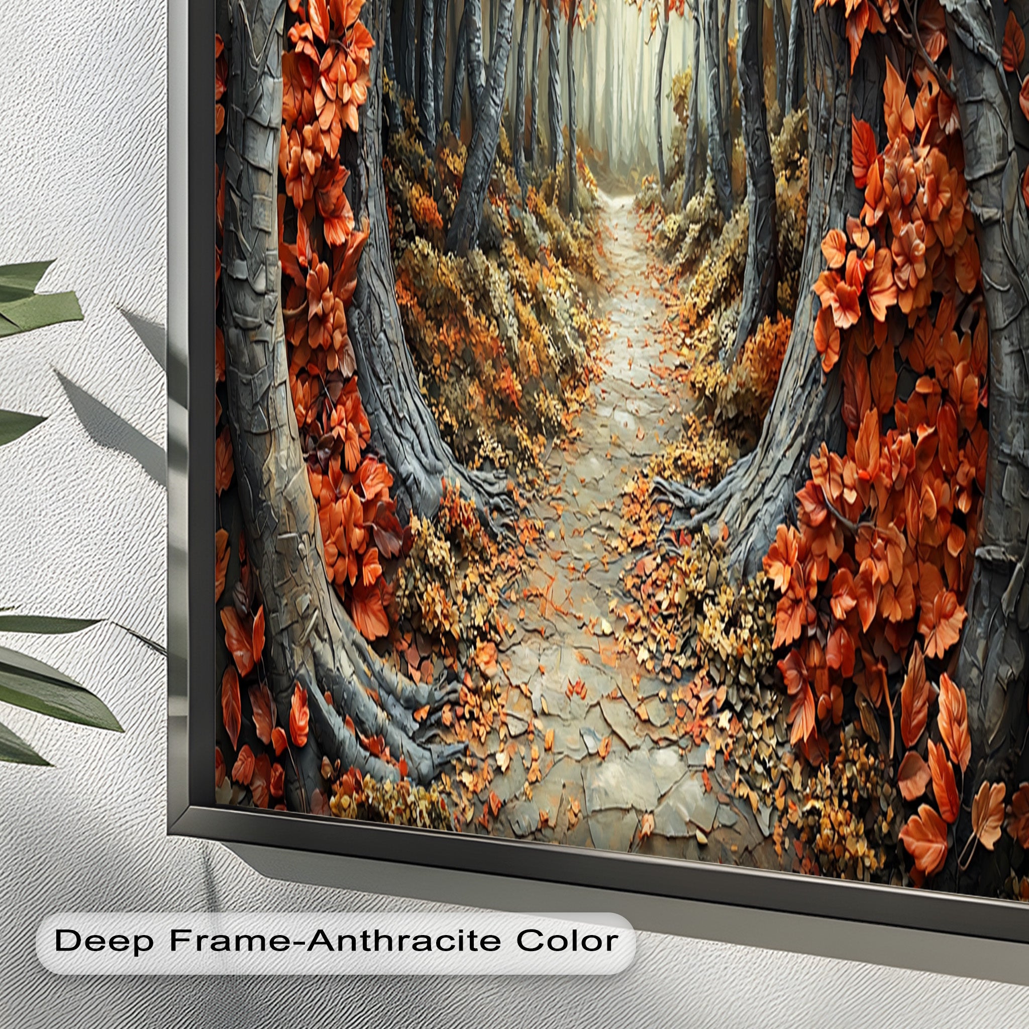 Autumn Path - Enchanted Forest Oil Painting Wall Art for Living Room, Bedroom Decor - Nature Landscape Canvas Print for Home & Office