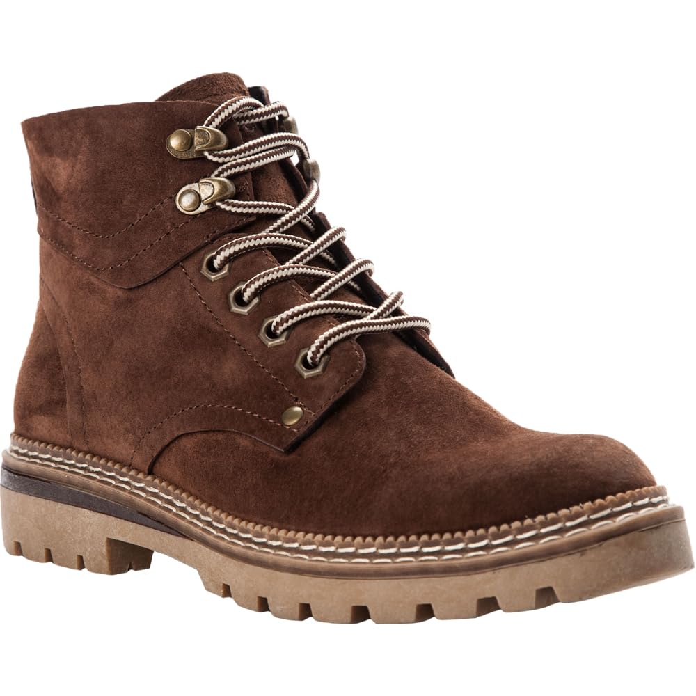 Propet Women's Dakota Round Toe Lace Up Ankle Boots - Brown Leather Casual Shoes for Walking, Work & Outdoor Activities