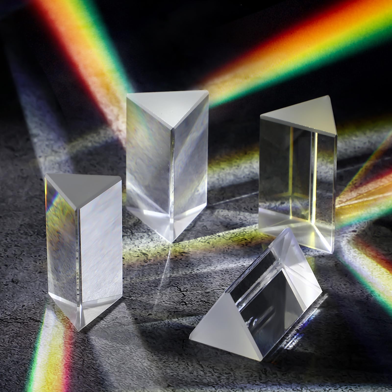 4 Pcs Optical Triangular Prism for Photography, Science Experiments & Physics Teaching - 2 Inch Crystal Prisms for Kids, Students & Back to School Supplies - Perfect for Rainbow Creation, Light Refraction & Educational STEM Projects