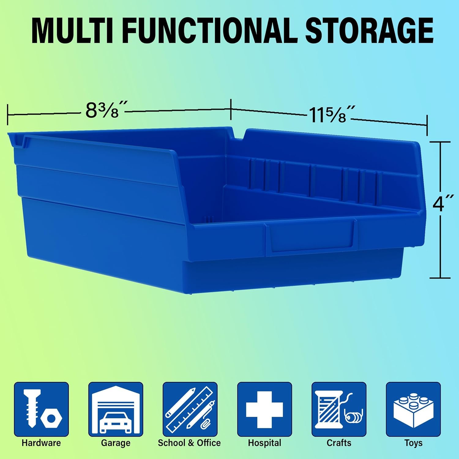 Akro-Mils 30150 Heavy Duty Plastic Shelf Bins - 12-Pack Yellow Storage Bins for Garage, Closet & Drawer Organization (12