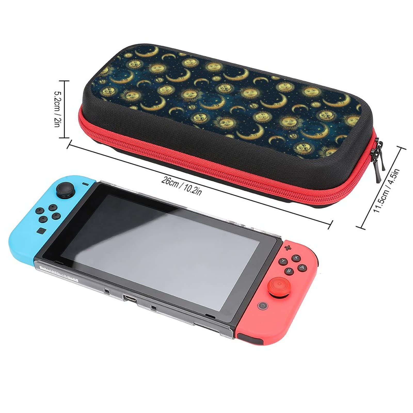 Golden Sun Moon Stars Nintendo Switch Carrying Case - Portable Travel Cover with 20 Game Card Slots - Perfect for Gaming On The Go & Travel Accessories