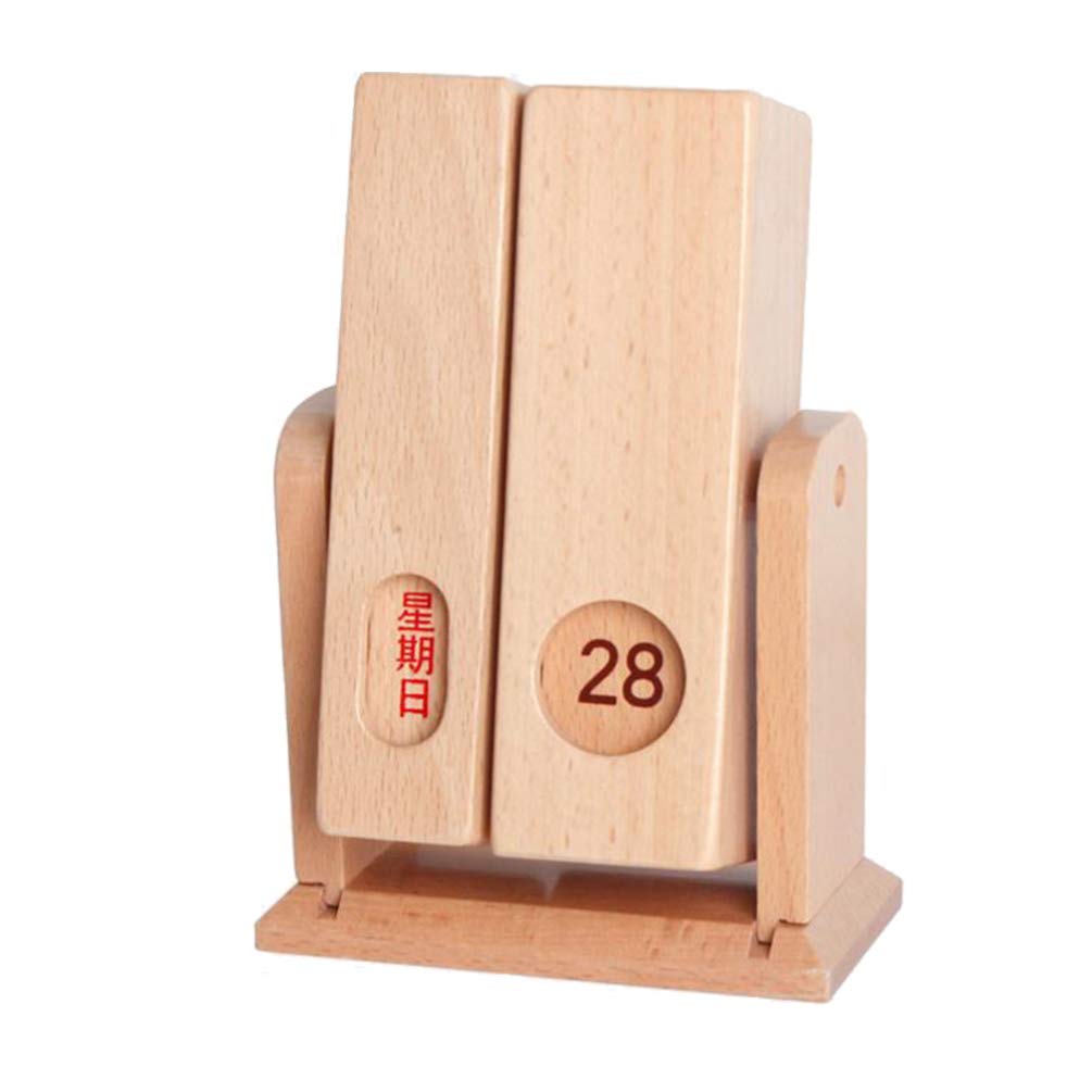 Vintage Wooden Perpetual Desk Calendar - Rustic Wood Flipping Date Display for Home & Office Decor | Desktop Accessories, Wooden Toys Table Topper, Perfect for Daily Planning & Gift Giving
