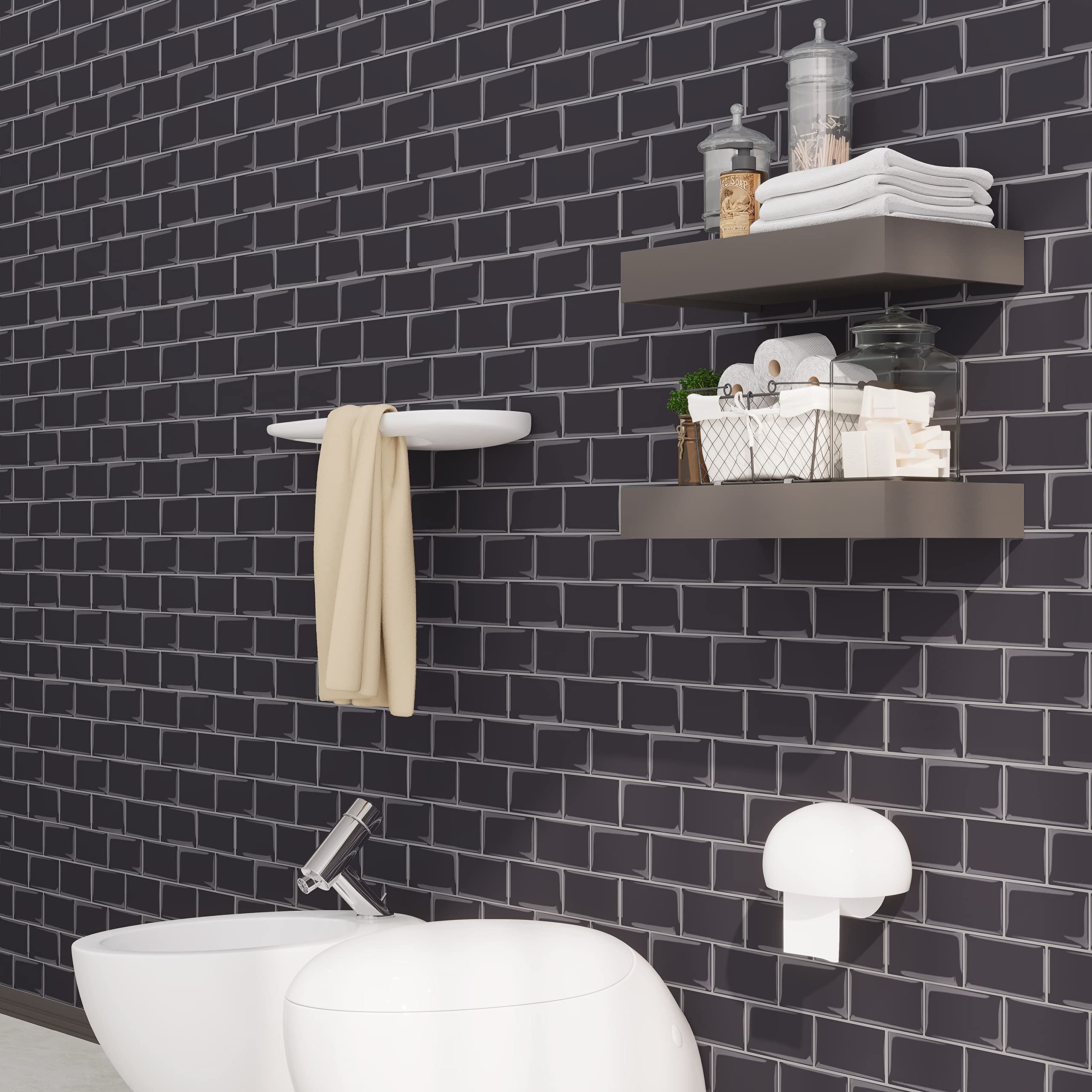 3D Gel Subway Tiles - Peel & Stick Backsplash for Kitchen & Bathroom - 5x5 PVC Tiles for Easy DIY Home Decor