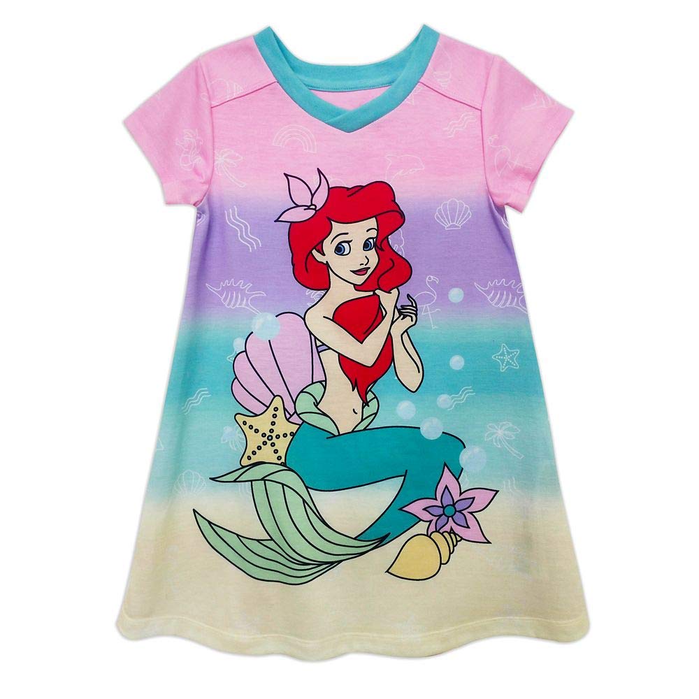 Disney Ariel The Little Mermaid Nightshirt for Girls - Soft Cotton Sleepwear, Size 3 - Perfect for Bedtime, Sleepovers & Disney Themed Parties