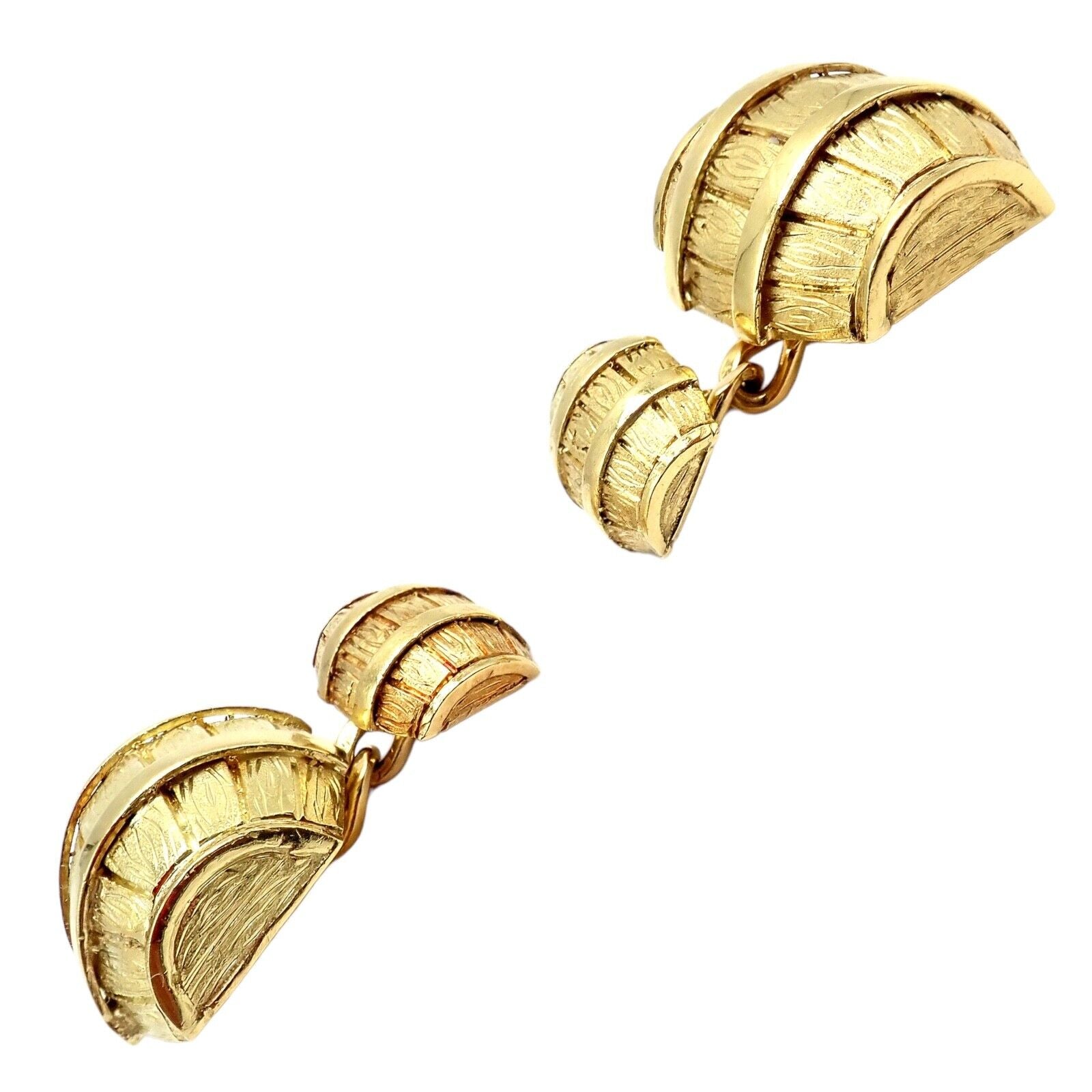 Vintage Cartier 18k Yellow Gold Barrel Cufflinks - Authentic 1970s Luxury Men's Jewelry for Formal Wear & Special Occasions