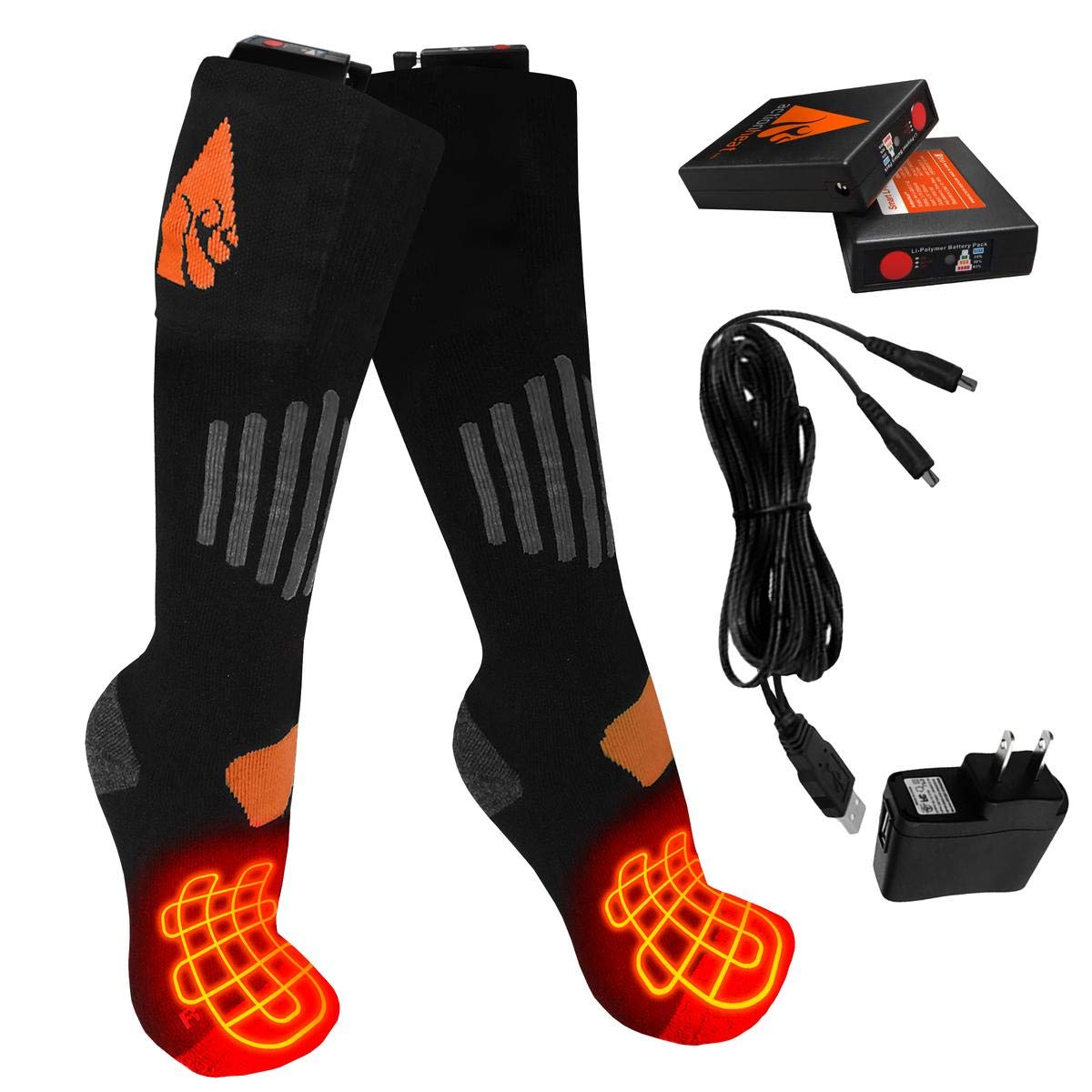 ActionHeat 3V Wool Rechargeable Battery Heated Socks for Men & Women - Winter Warm Thermal Footwear for Outdoor Activities, Hiking, Skiing & Cold Weather