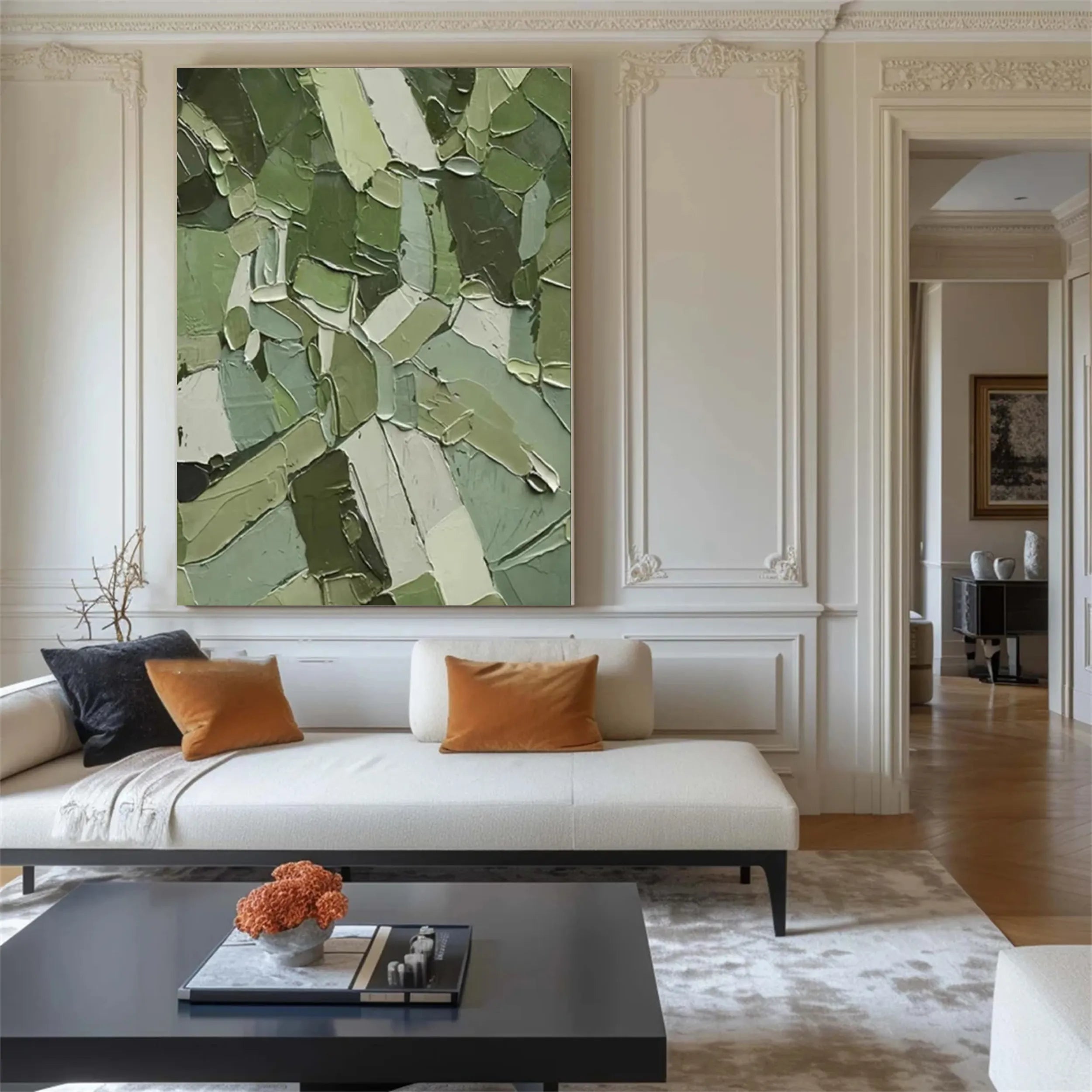 Blue & Green Abstract Wall Art Print #BG042 - Modern Canvas Painting for Living Room, Bedroom & Office Decor