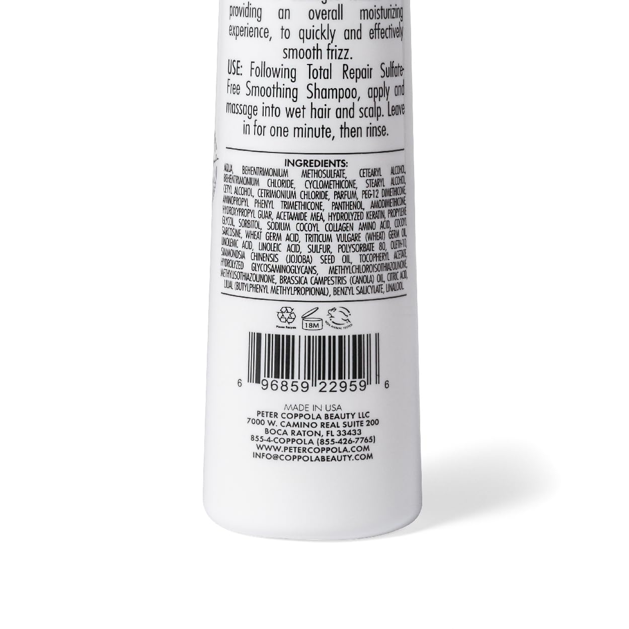 PETER COPPOLA Total Repair Conditioner with Keratin Protein - 33.8 Fl Oz for Damaged Hair Repair - Color Safe & Sulfate Free - Best for Dry, Frizzy & Chemically Treated Hair - Salon Quality Hair Care at Home