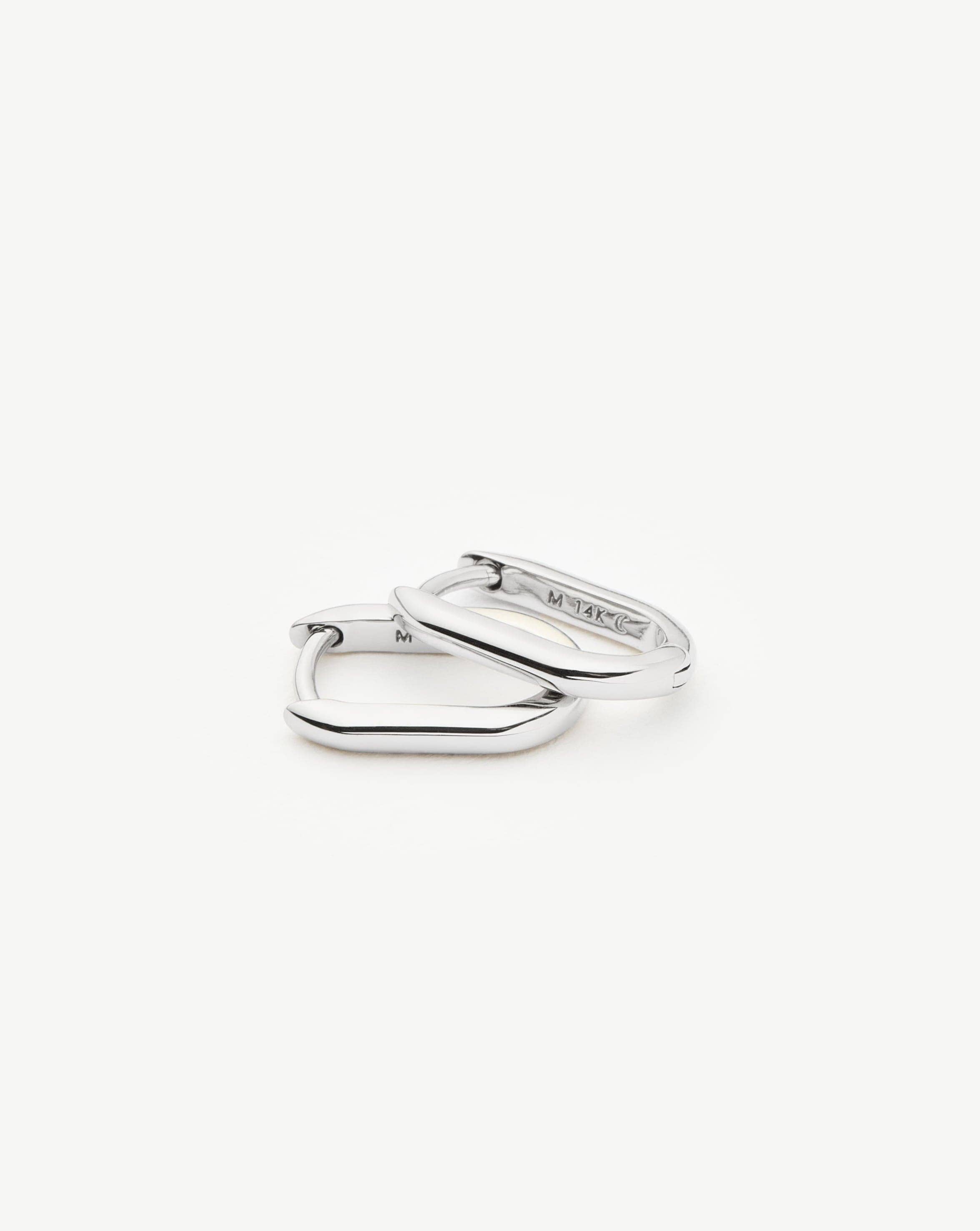 14K Solid White Gold Fine Ovate Mini Hoop Earrings for Women - Elegant Everyday Jewelry for Work, Date Night & Special Occasions