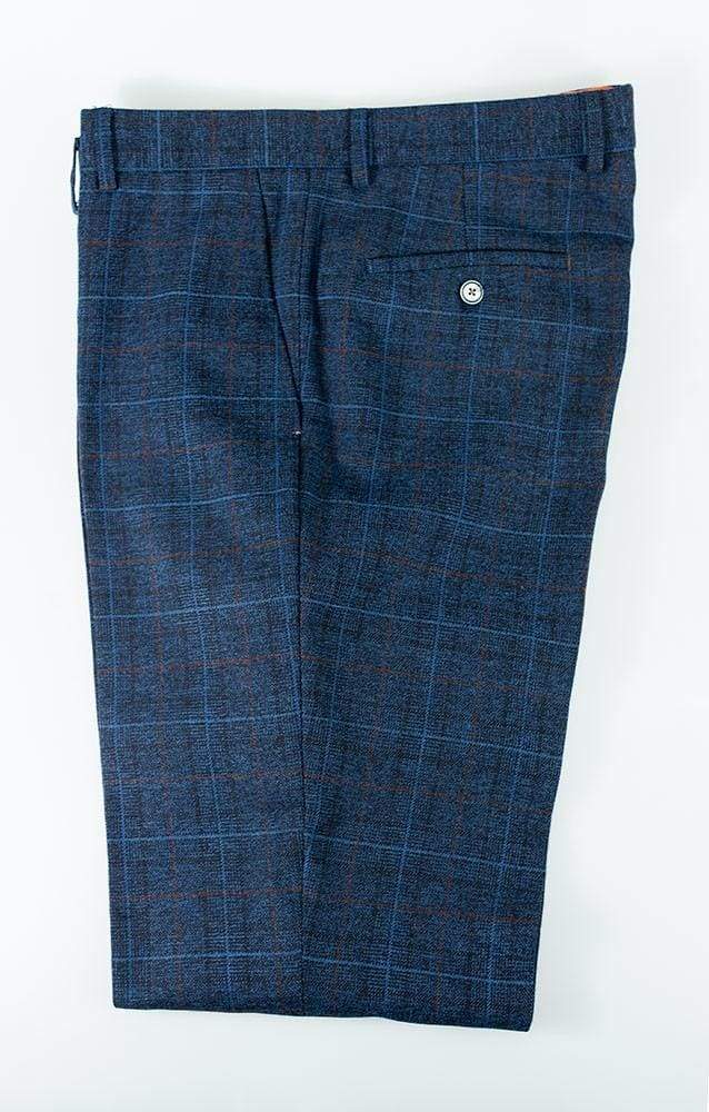 Cavani Cody Men's 3 Piece Blue Check Slim Fit Suit - Formal Business Attire for Weddings, Office & Special Occasions