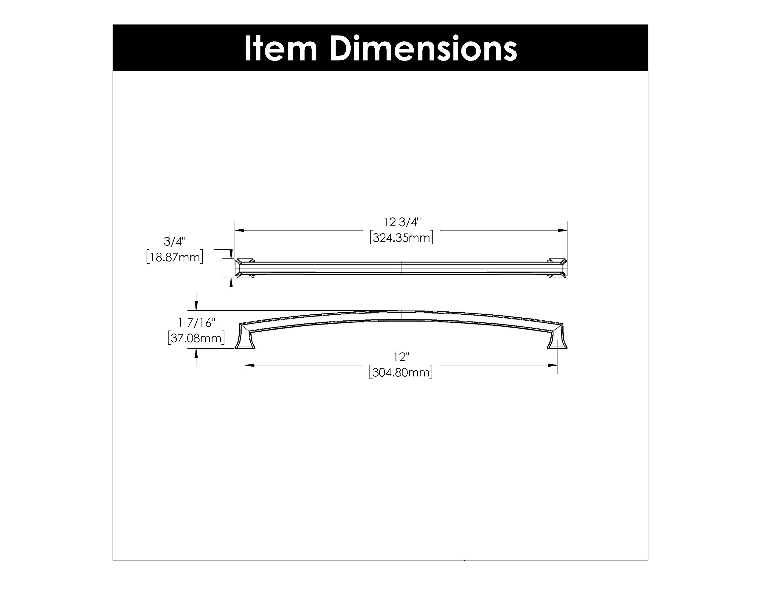 Premium Hickory Hardware 1-Pack Solid Core Kitchen Cabinet Pulls - Luxury Brushed Golden Brass Handles for Cabinets, Doors & Dresser Drawers (12