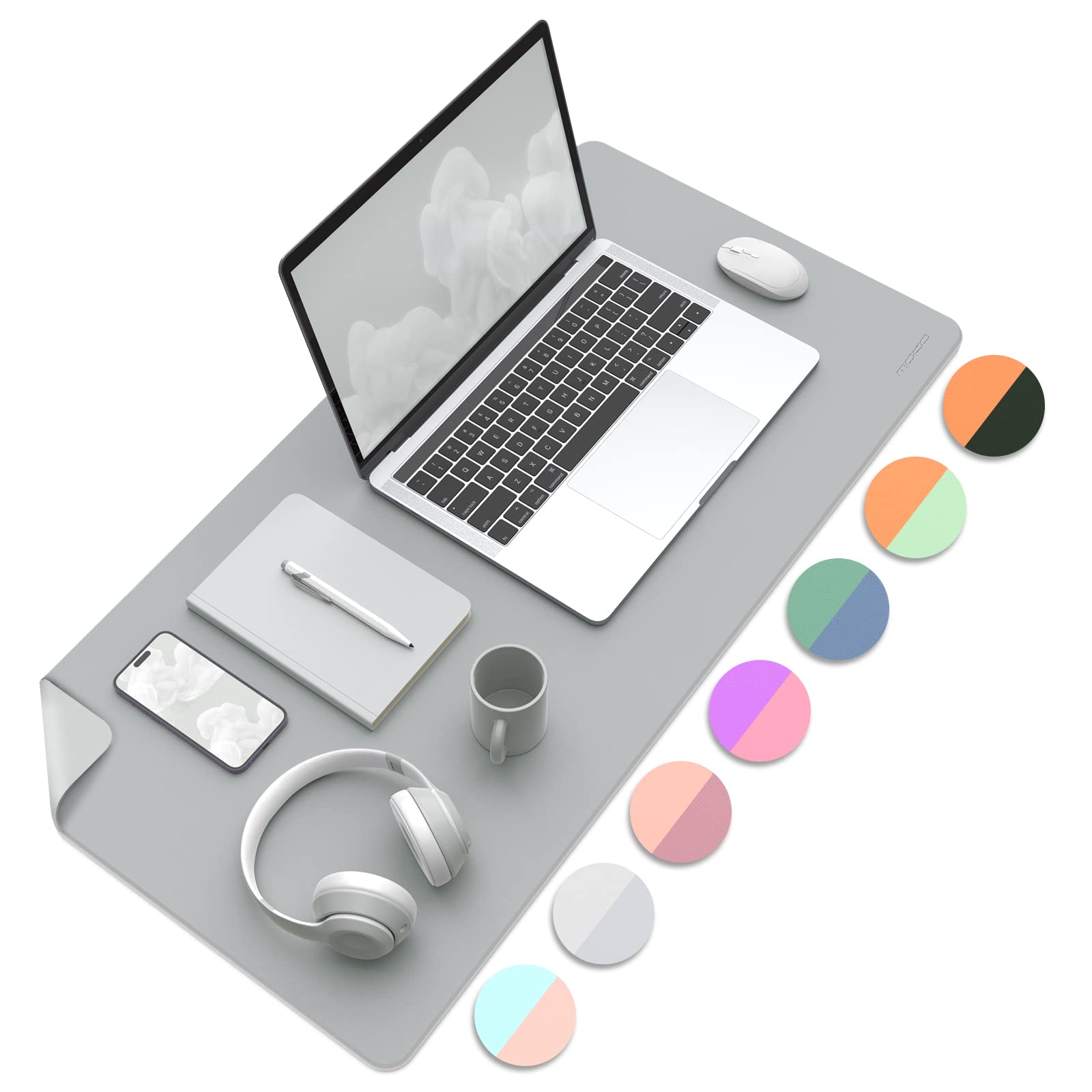MoKo Dual-Sided Leather Desk Mat - Waterproof Office Desk Pad Protector for Keyboard & Mouse (31.5
