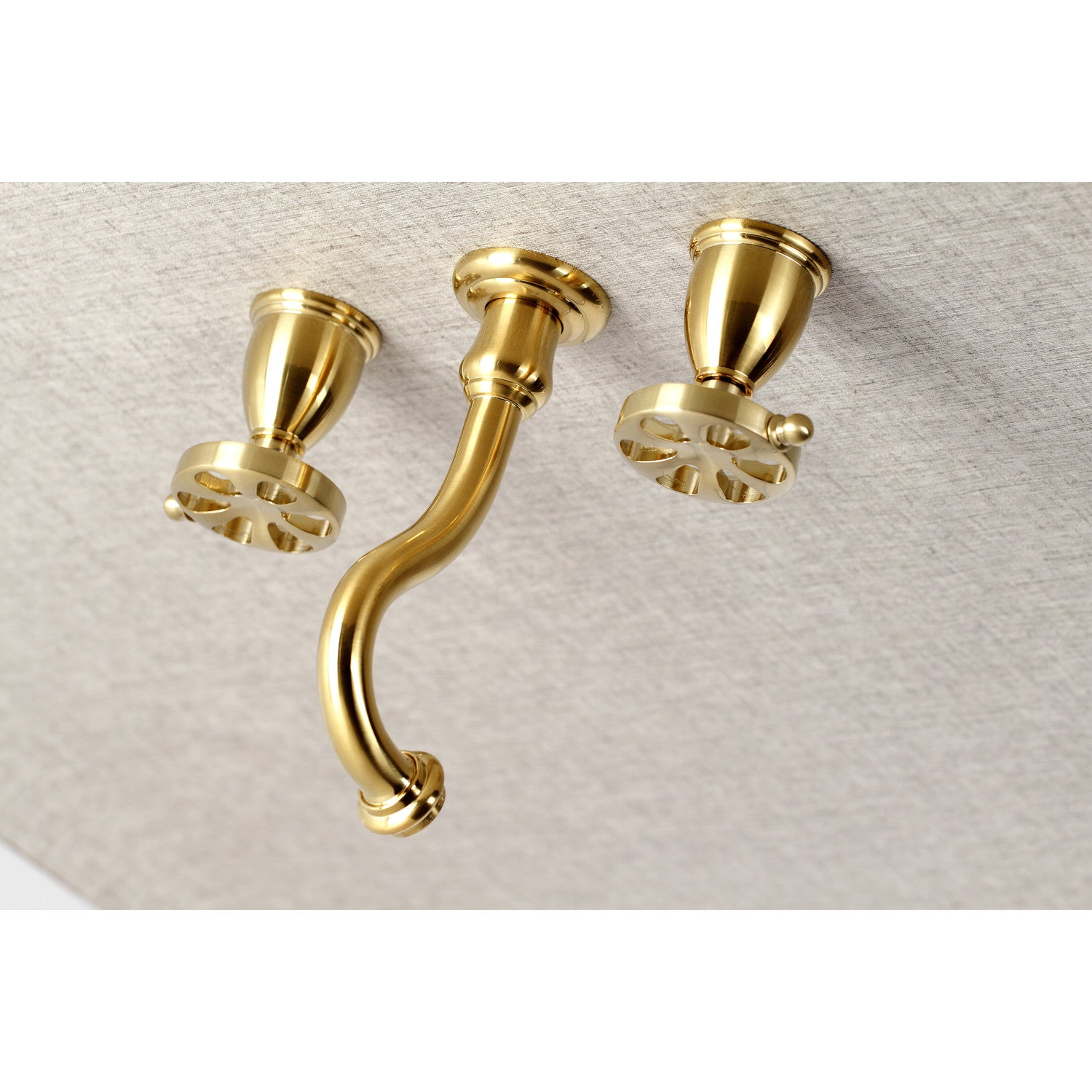 Belknap KS3127RX Brushed Brass Double Handle 3 Hole Wall Mount Bathroom Faucet - Perfect for Modern Bathroom & Powder Room Renovations