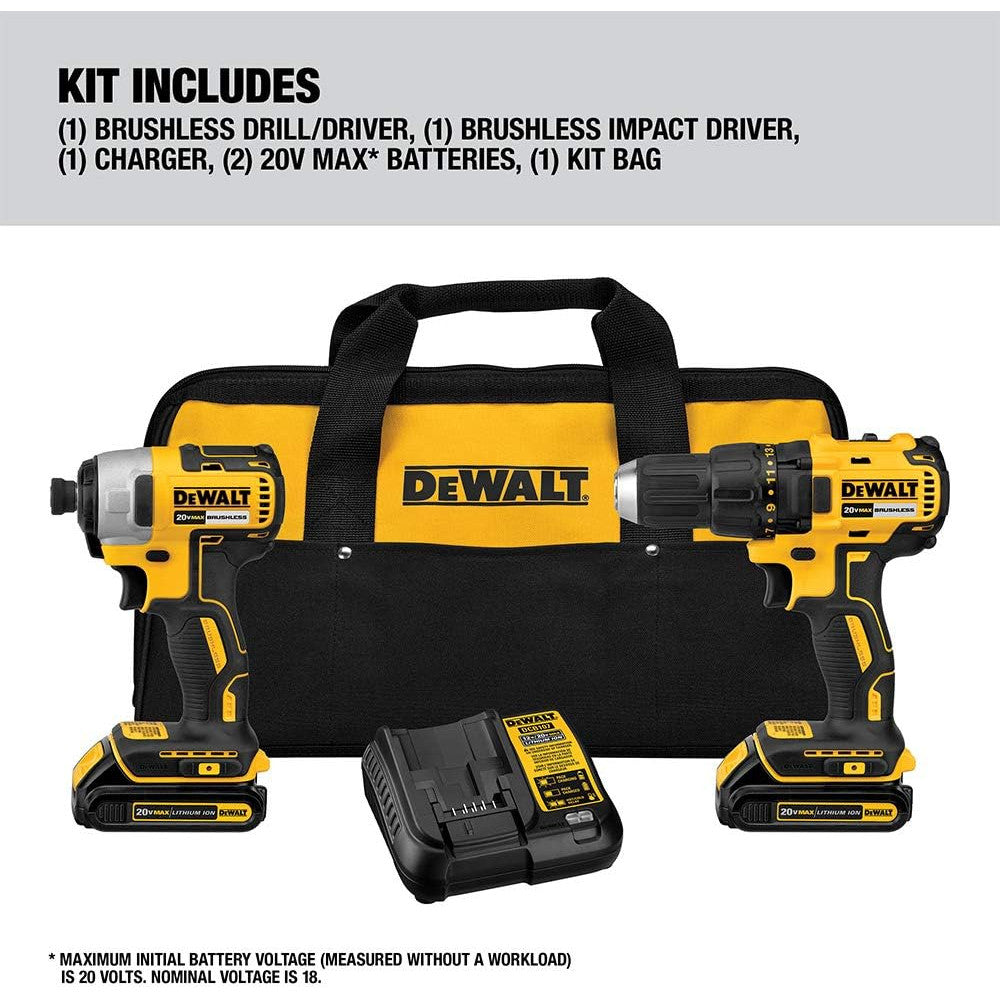 DEWALT 20V MAX* Cordless Drill and Impact Driver Combo Kit (DCK277C2) - Refurbished with Warranty - Power Tools for DIY Projects, Home Improvement & Professional Construction Work