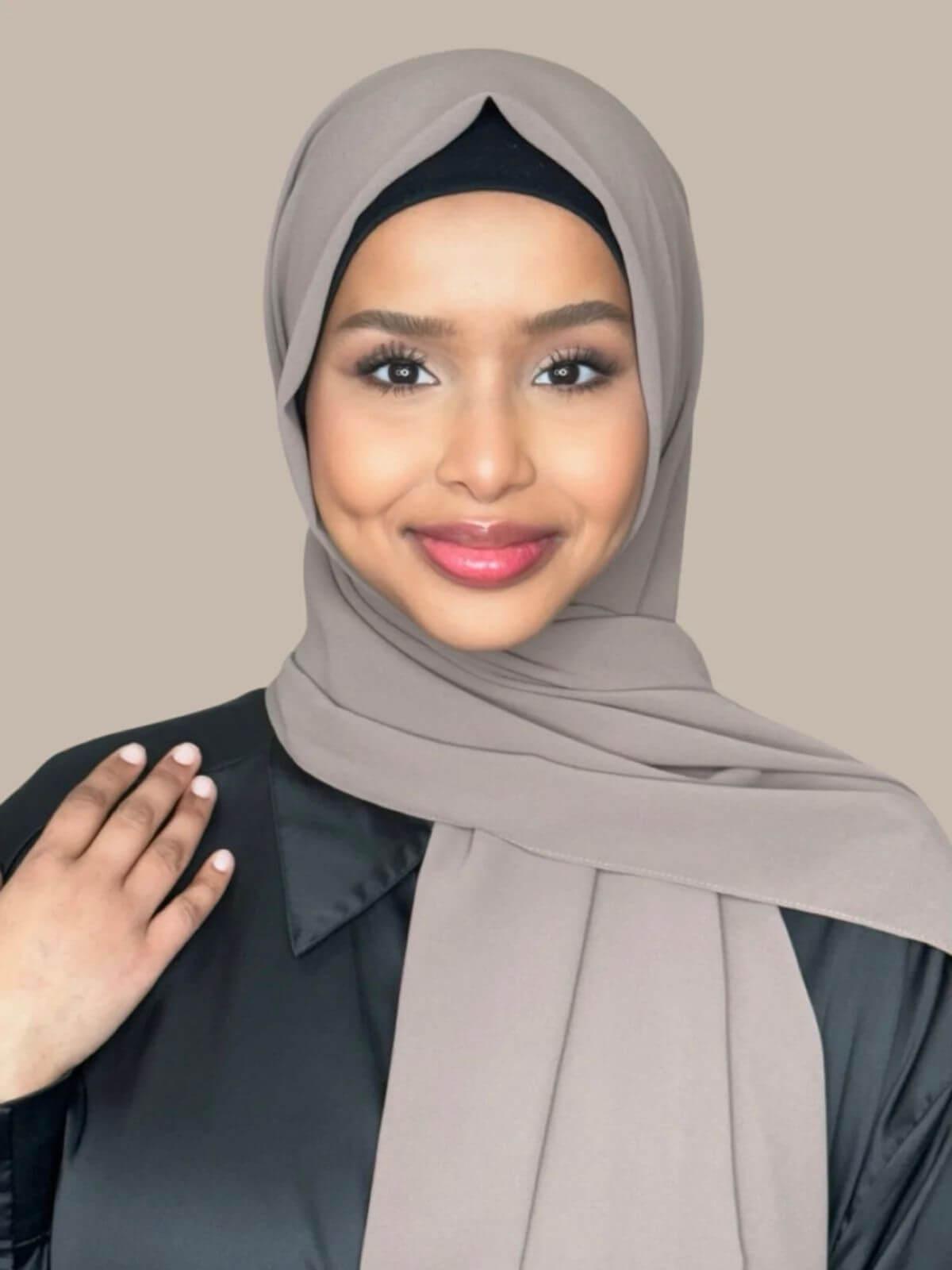 Elegant Classic Chiffon Hijab Scarf - Chestnut Brown Shawl for Women | Perfect for Daily Wear, Prayer, and Special Occasions