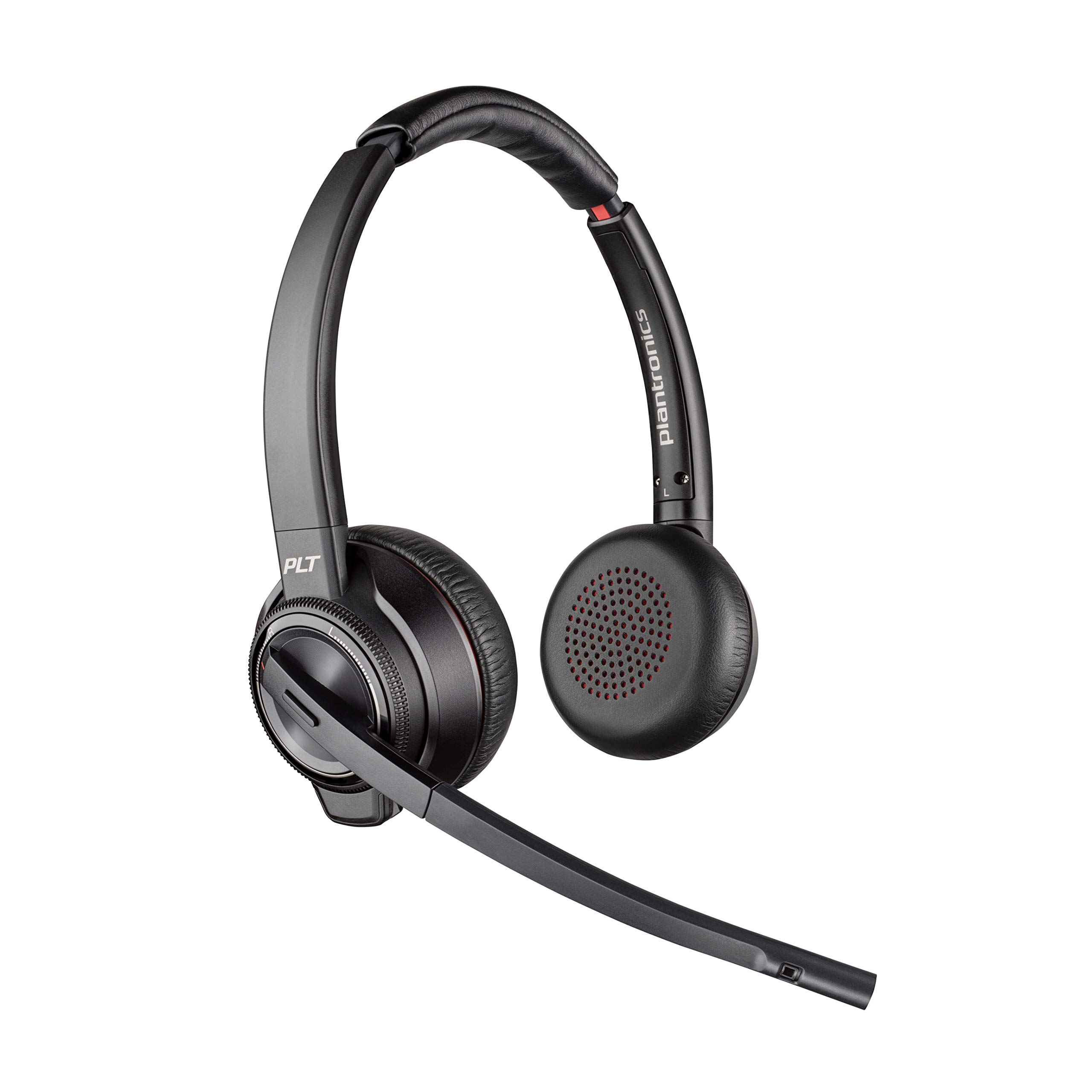 Plantronics Savi 8220 Wireless DECT Headset for Office - Stereo Dual Ear Headphones with Bluetooth - Compatible with PC, Mac, Cell Phones - Certified for Microsoft Teams, Zoom - Ideal for Remote Work & Video Conferencing