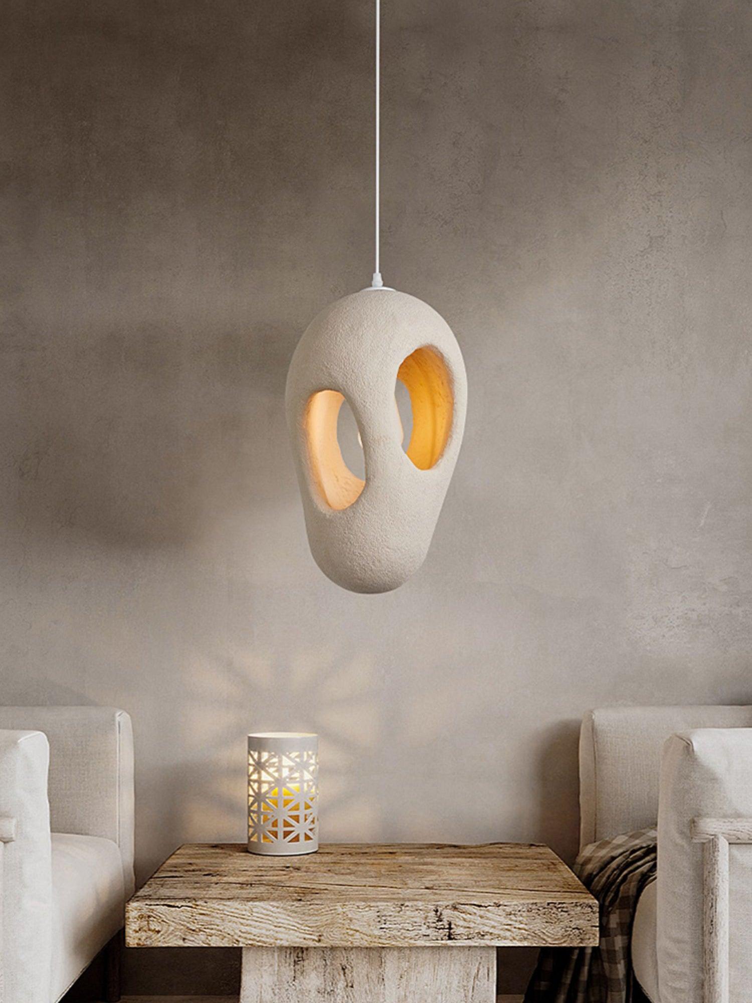 Handmade White Pendant Light - Modern Glass Hanging Lamp for Kitchen Island, Dining Room & Bedroom Lighting