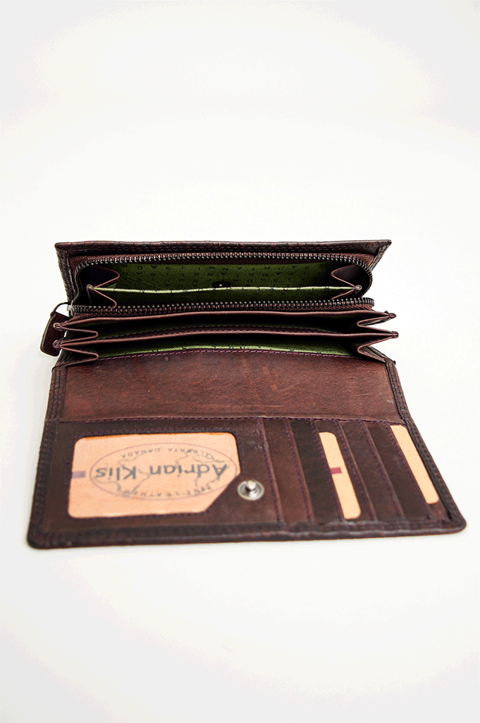 Adrian Klis 100 Flower Genuine Leather Wallet for Women - Elegant Purple Burgundy Design - Perfect for Everyday Use, Travel & Gift Giving