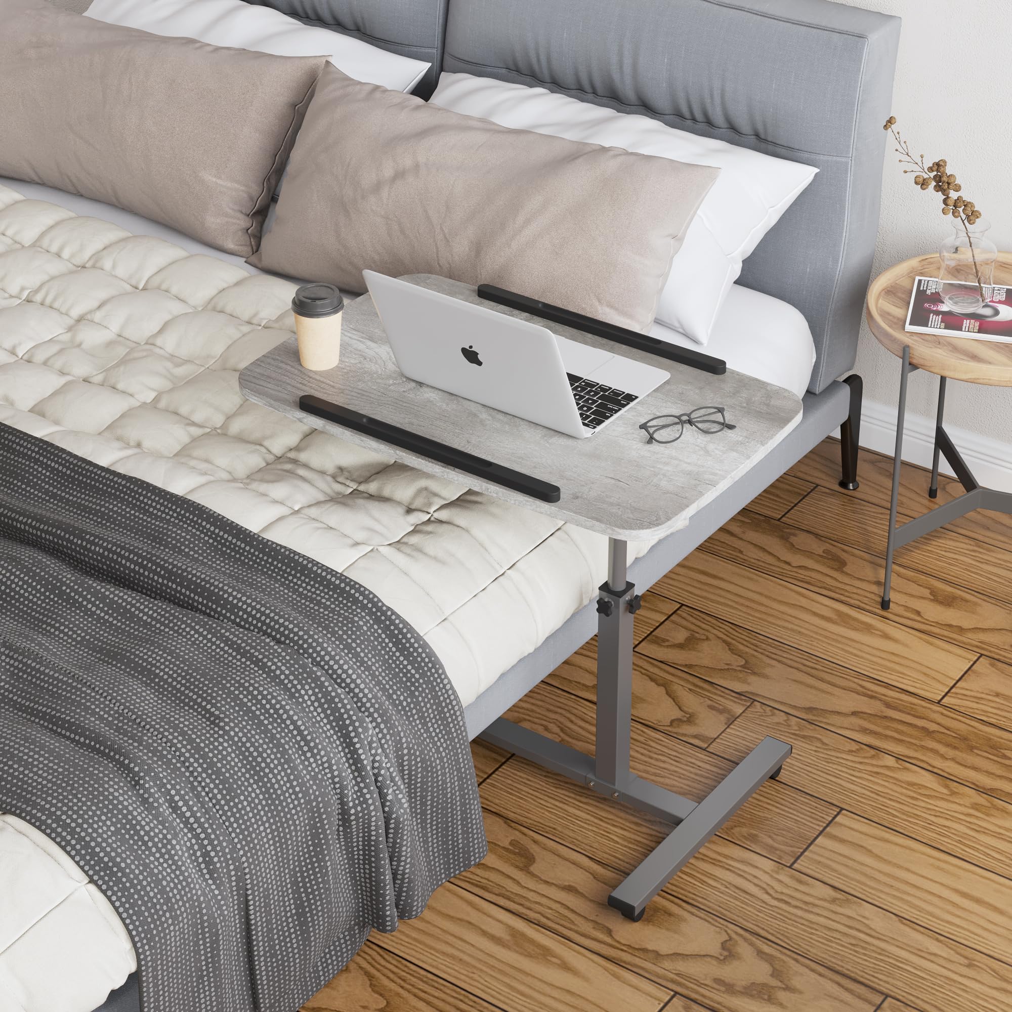 Adjustable Height Laptop Stand - Portable Rolling Swivel Desk for Notebook, Couch & Bed - Perfect for Home Office, Hospital, Dorm & Travel Use