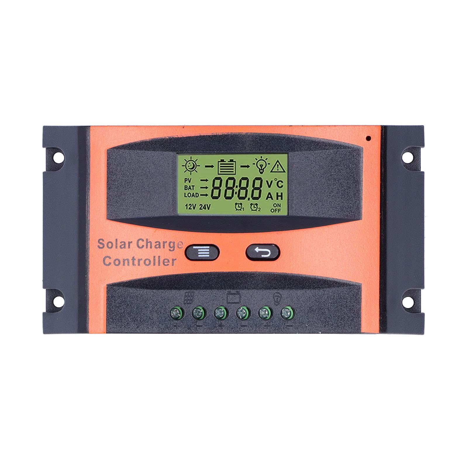 30A PWM Solar Charge Controller 12V/24V with LCD Display - Automatic Identification & Circuit Protection for Solar Panel Battery Charging | Ideal for RV, Boat, Off-Grid & Home Solar Systems