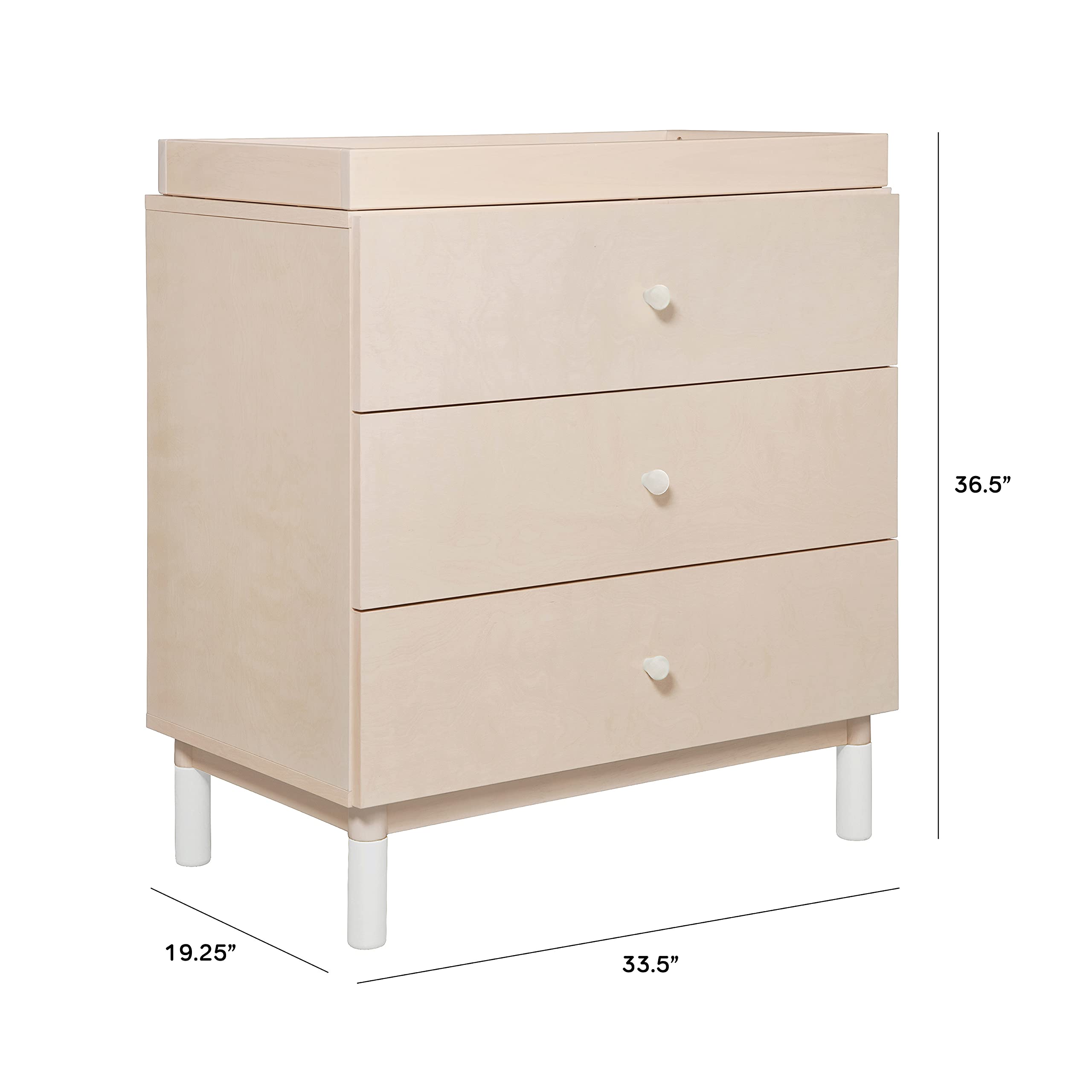 Babyletto Gelato 3-Drawer Changing Table Dresser with Removable Changing Tray - Washed Natural & White - Greenguard Gold Certified - Perfect for Nursery Organization & Baby Care Essentials Storage