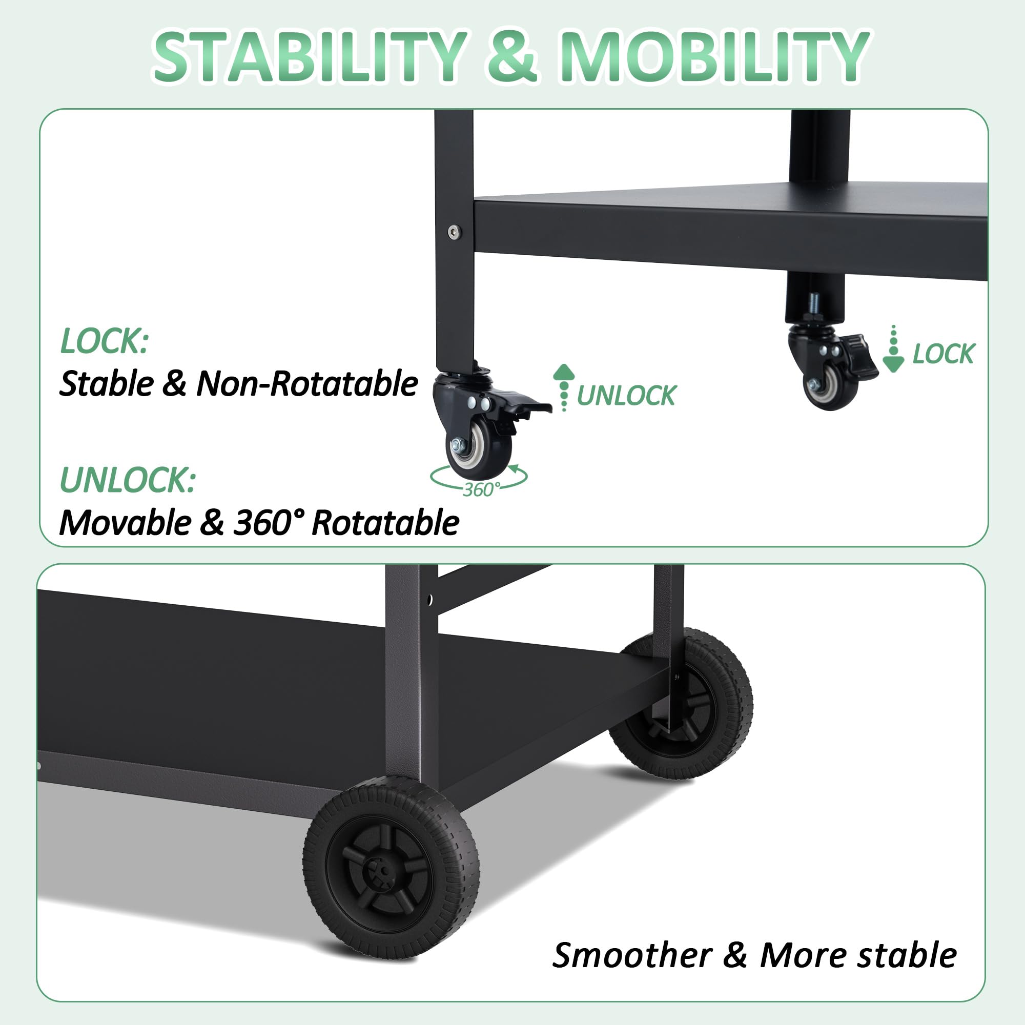 Spurgehom Outdoor Grill Cart with Wheels - Portable BBQ Cooking Prep Table with Pizza Oven Stand & Mesh Racks - Perfect for Patio Dining, Home Parties, Camping & Backyard Gatherings