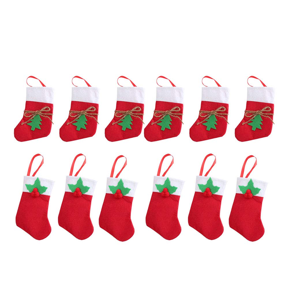 PRETYZOOM 12-Piece Christmas Cutlery Storage Bags - Red Knife & Fork Pouches with Festive Tree Leaves Design, Silverware Organizer for Holiday Table Setting (Perfect for Christmas Parties & Dinnerware Protection)