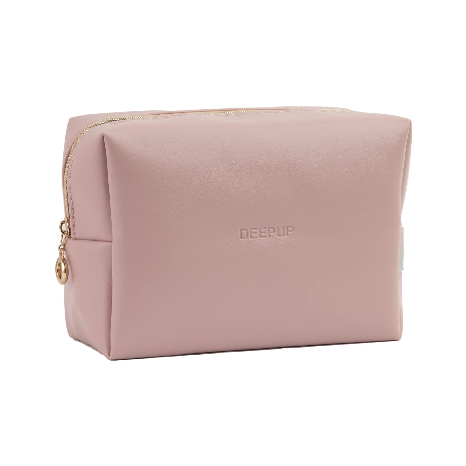 DEEPUP Large Waterproof Leather Makeup Bag for Women & Girls - Travel Cosmetic Organizer, Toiletry & Skincare Pouch - Perfect Gift Idea (Pink) | Ideal for Travel, Home Storage & Daily Beauty Essentials