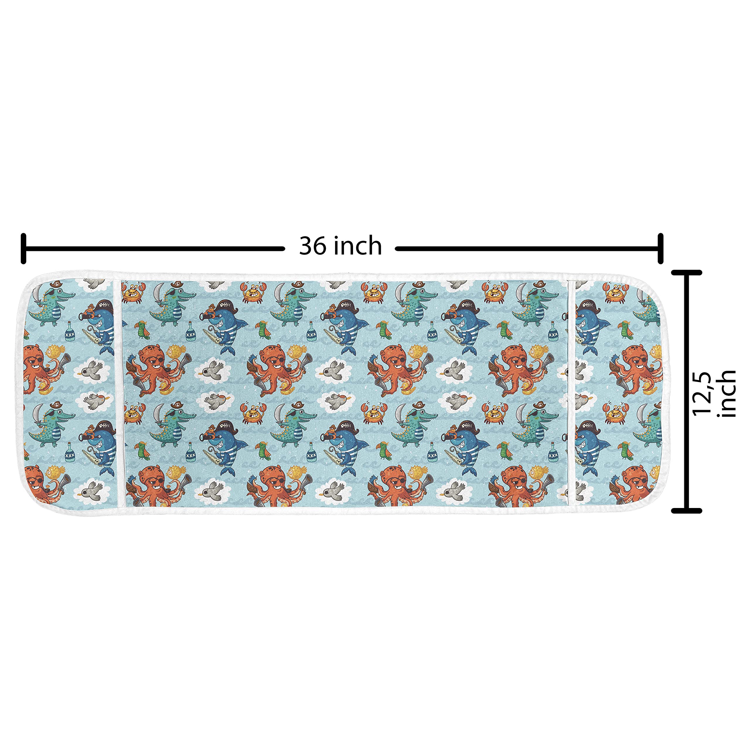 Ambesonne Pirates Microwave Oven Cover - Waterproof Kitchen Organizer with Pockets, Cartoon Style Design (36