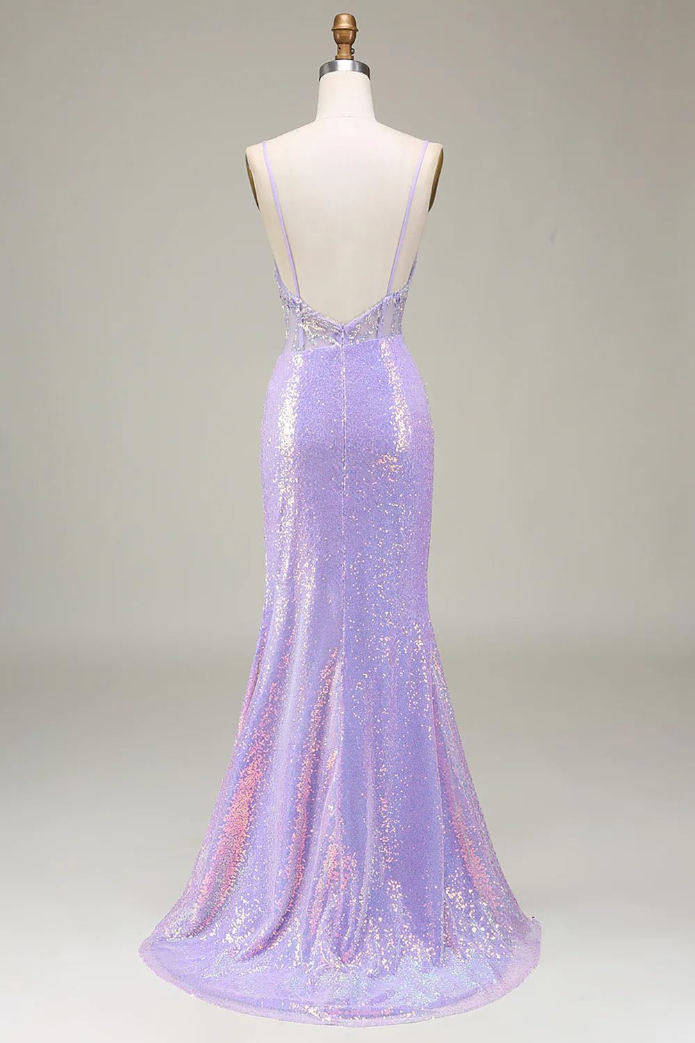 Elegant Light Purple Mermaid Prom Dress for Women - Sparkly Corset Formal Evening Gown with High Slit | Handmade Custom Party Dress for Homecoming, Wedding & Special Occasions