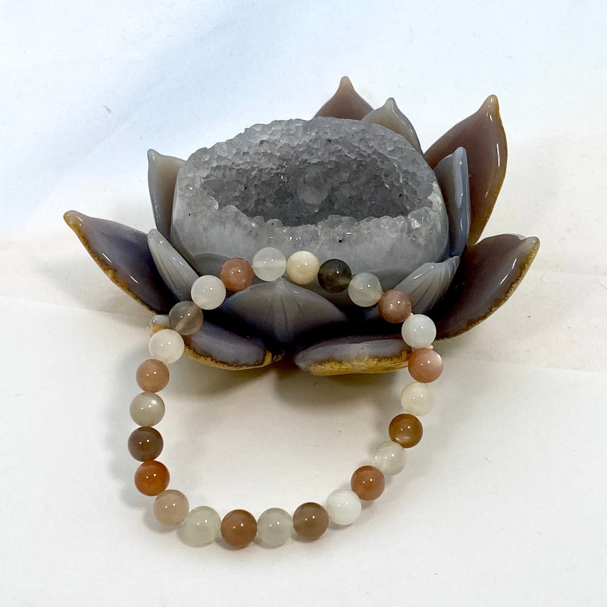 Moonstone Mixed Color Bracelet for Women - Healing Crystal Jewelry for Meditation, Yoga & Spiritual Balance | Boho Chic Accessory
