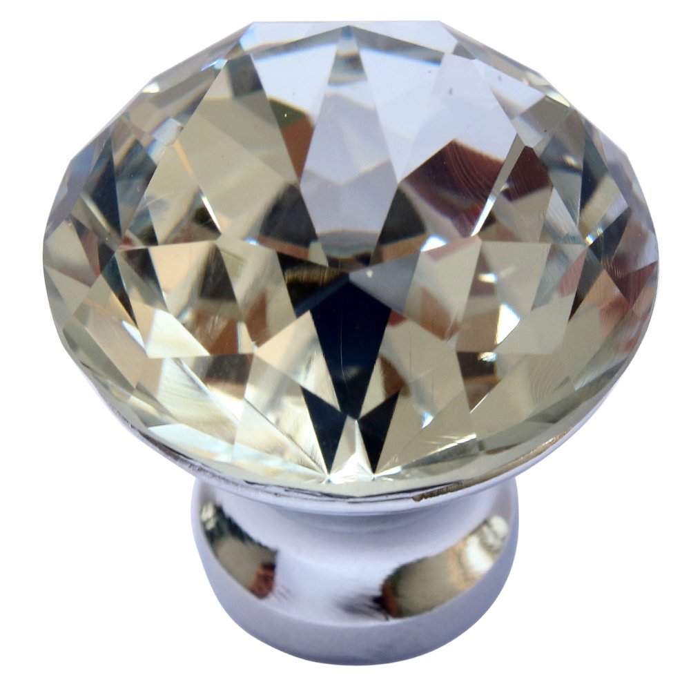 30mm Clear Crystal Glass Door Knobs - Pack of 5 | Dresser Cabinet Drawer Pull Handles for Home Furniture & DIY Projects | Perfect for Bedroom, Bathroom, Kitchen Cabinets & Wardrobe Upgrades