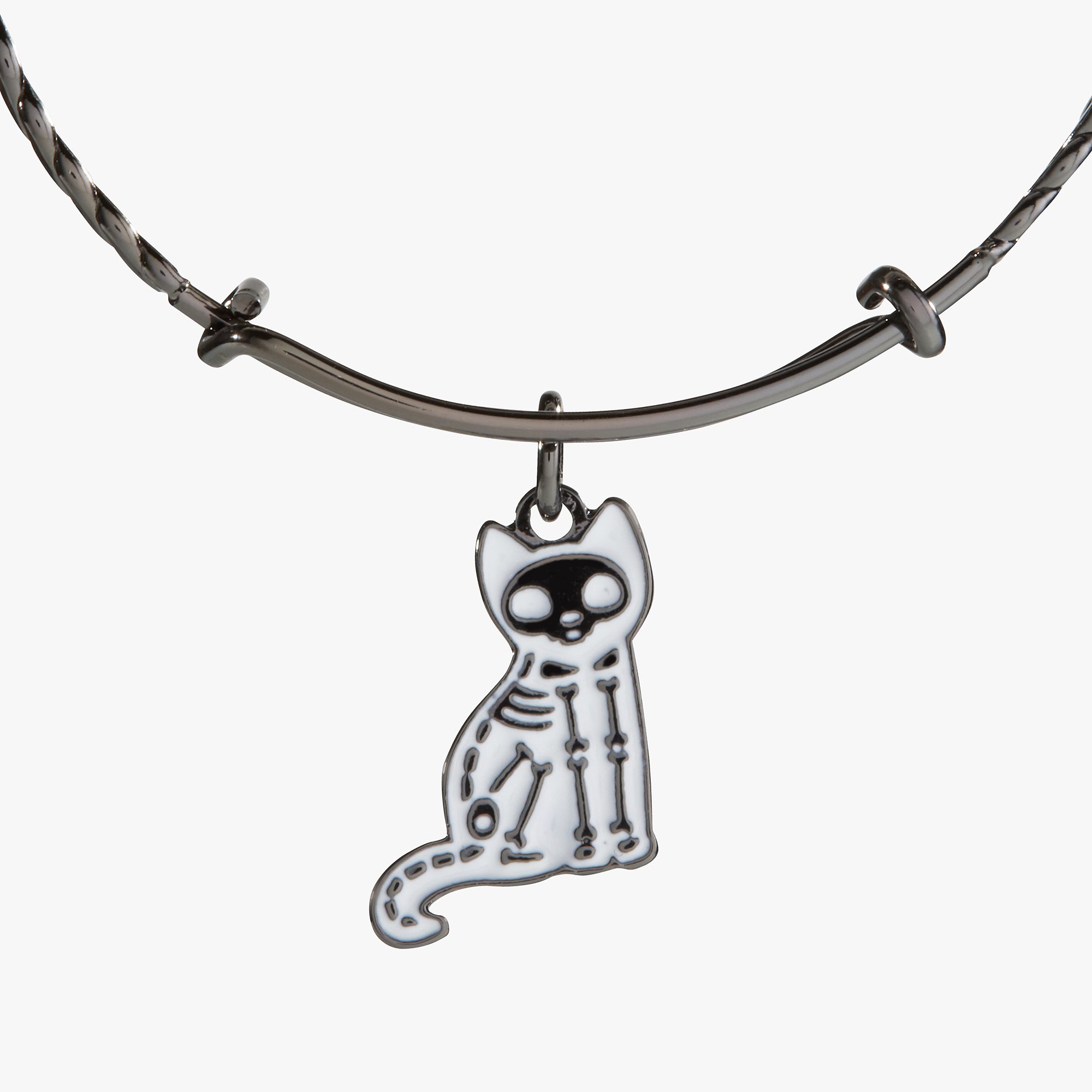 Halloween Skeleton Cat Bangle Bracelet - Spooky Gothic Jewelry for Women - Perfect for Halloween Parties, Cosplay & Gothic Fashion Accessories