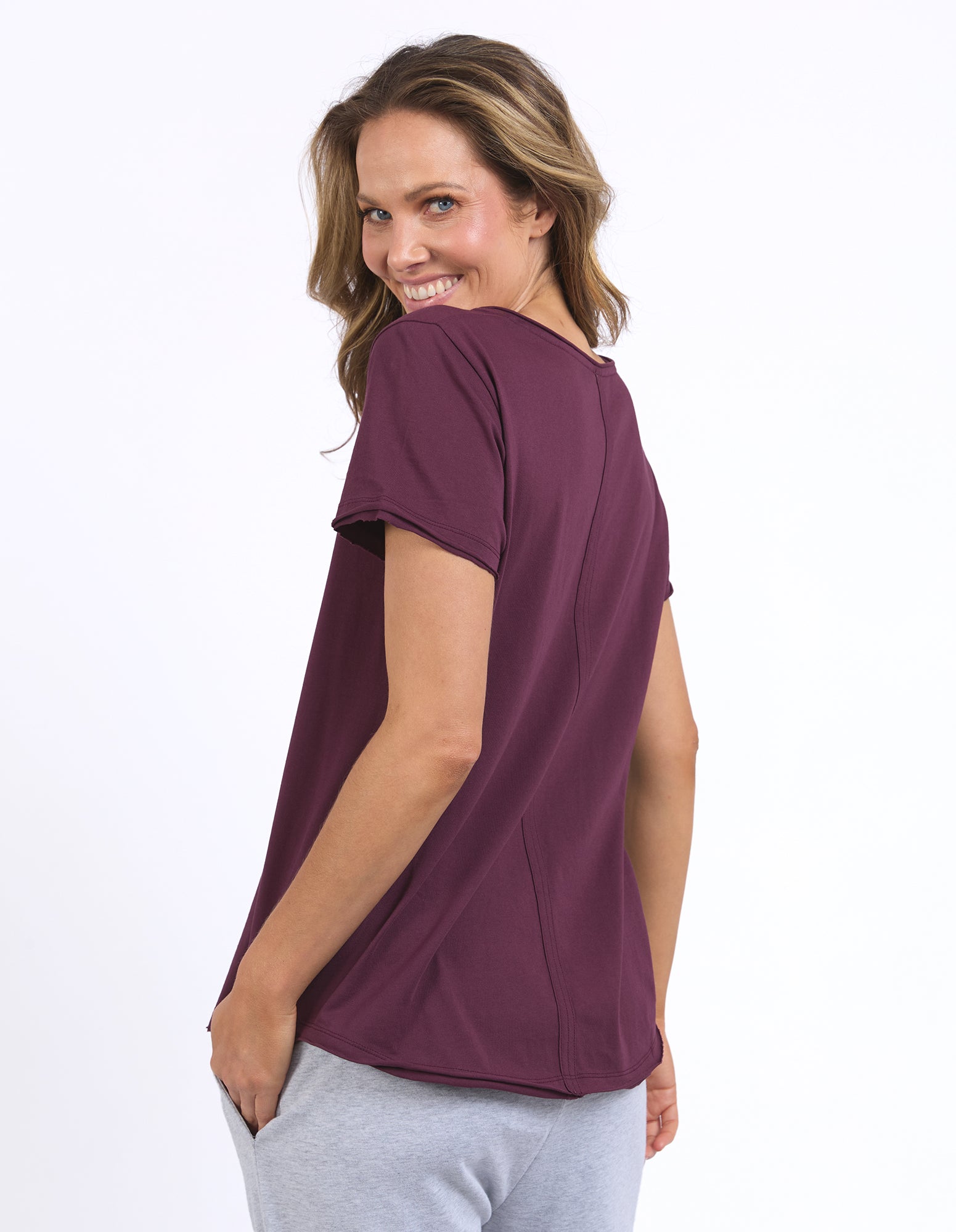 Premium Pima Cotton V-Neck T-Shirt for Women - Soft & Breathable Merlot Red Tee - Perfect for Casual Wear, Layering & Everyday Comfort
