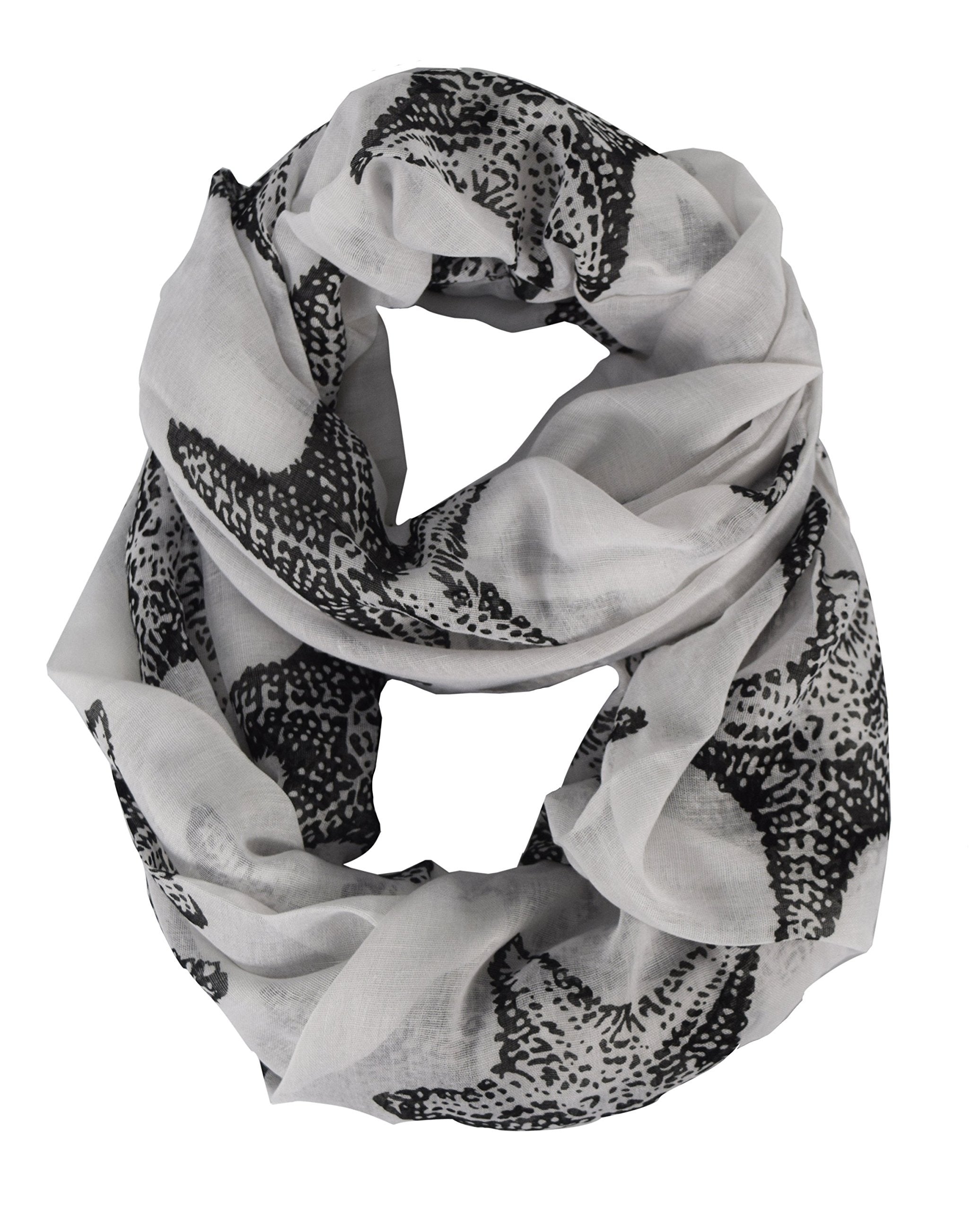 White Summer Fashion Starfish Scarves - Boho Infinity Scarf Circle Loop for Women | Beach Accessories, Vacation Outfits & Summer Style