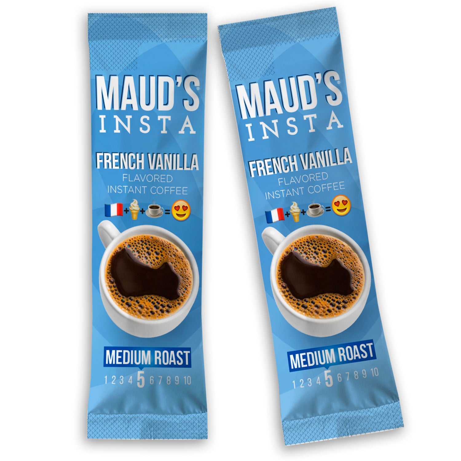 Maud's Instant French Vanilla Flavored Coffee - Rich & Creamy Vanilla Taste - Perfect for Office, Travel & Home Brewing - 100% Arabica Beans