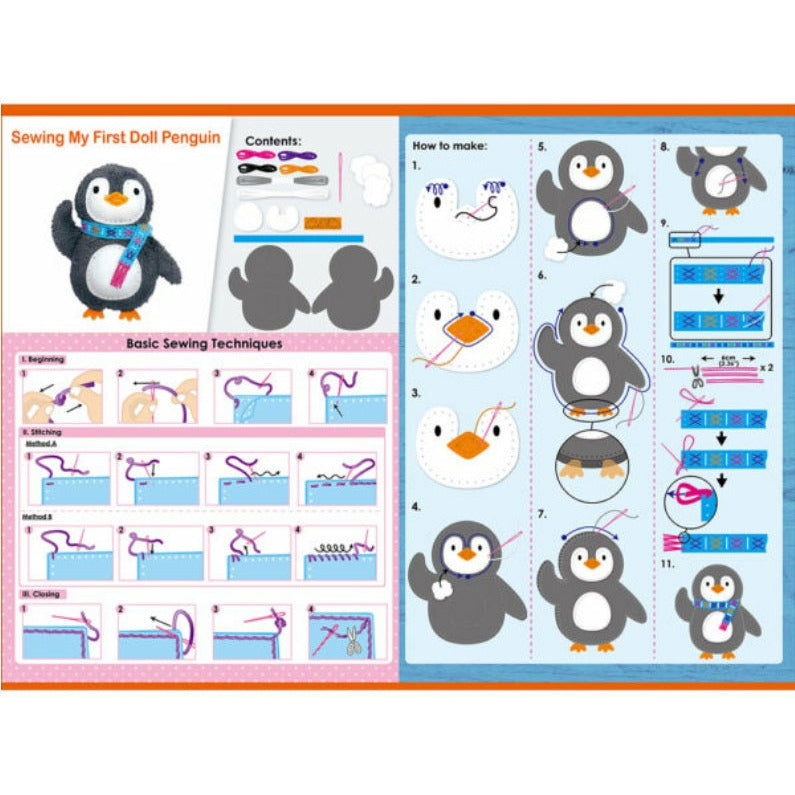 Avenir My First Sewing Kit for Kids - Adorable Penguin Design | Beginner Sewing Project for Children | Perfect for DIY Crafts, Birthday Gifts & Creative Play