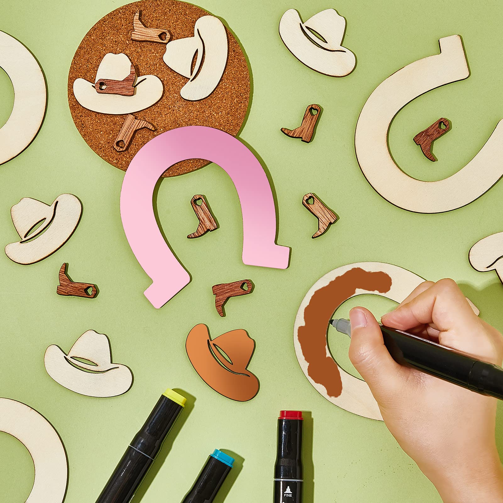 72 Pieces Unfinished Cowboy Wooden Cutouts - Horseshoe & Boot Shapes for Western Party Decor, DIY Crafts, Wedding Centerpieces | Perfect for Cowboy Themed Parties, Home Decor, and Rustic Wedding Decorations
