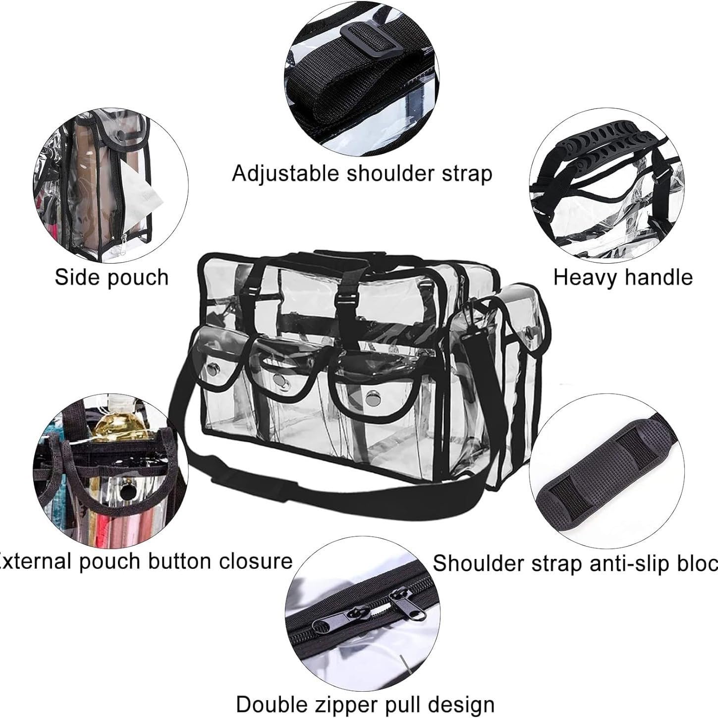 Large Clear Makeup Organizer - Transparent PVC Cosmetic & Toiletry Bag Set (3-Piece Waterproof Travel Essentials) | Perfect for Travel, Home Storage & Daily Beauty Routine