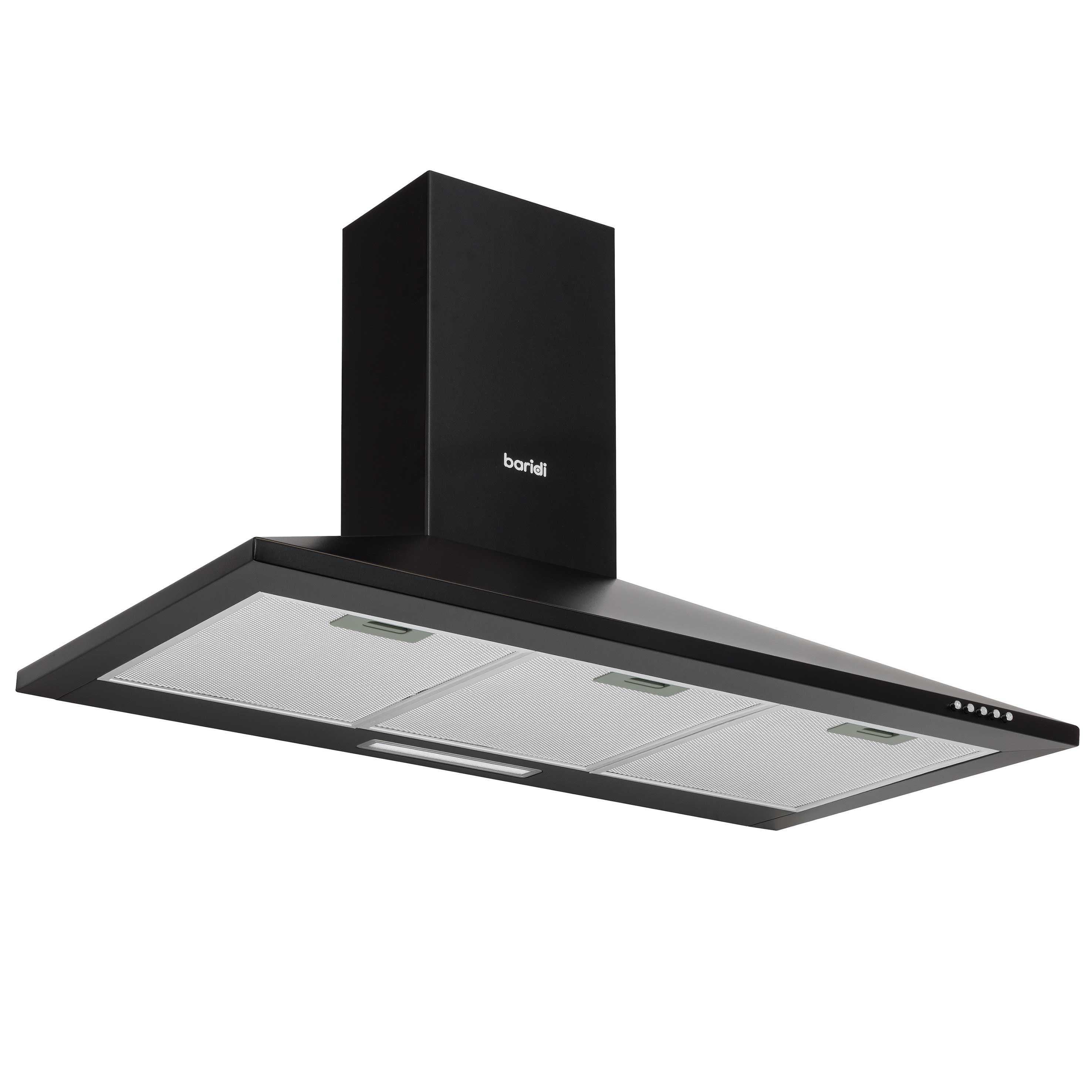 Baridi 90cm Chimney Style Cooker Hood with Carbon Filters - Black Stainless Steel Kitchen Range Hood for Smoke & Odor Removal - Perfect for Modern Home Kitchens & Open Plan Living Spaces DH59
