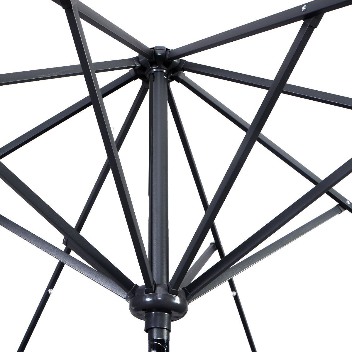 Thaisan7 10FT Tan Solar LED Patio Umbrella with Crank & Tilt - Outdoor Market Steel Umbrella for Garden, Poolside, Deck, and Backyard Relaxation