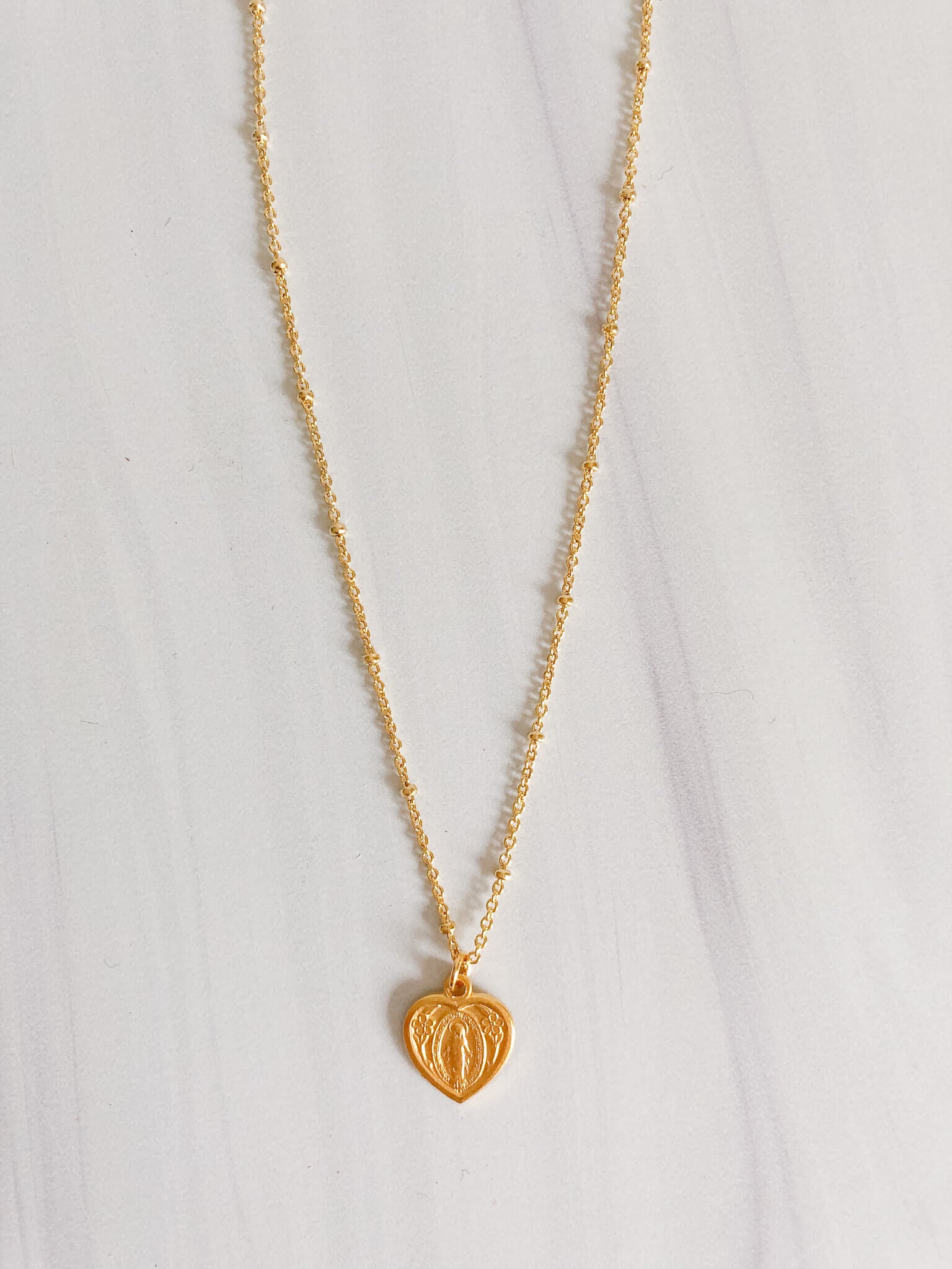Beautiful Heart Shaped Miraculous Medal Necklace - Religious Jewelry for Women - Perfect for Baptism, First Communion & Daily Faith Inspiration
