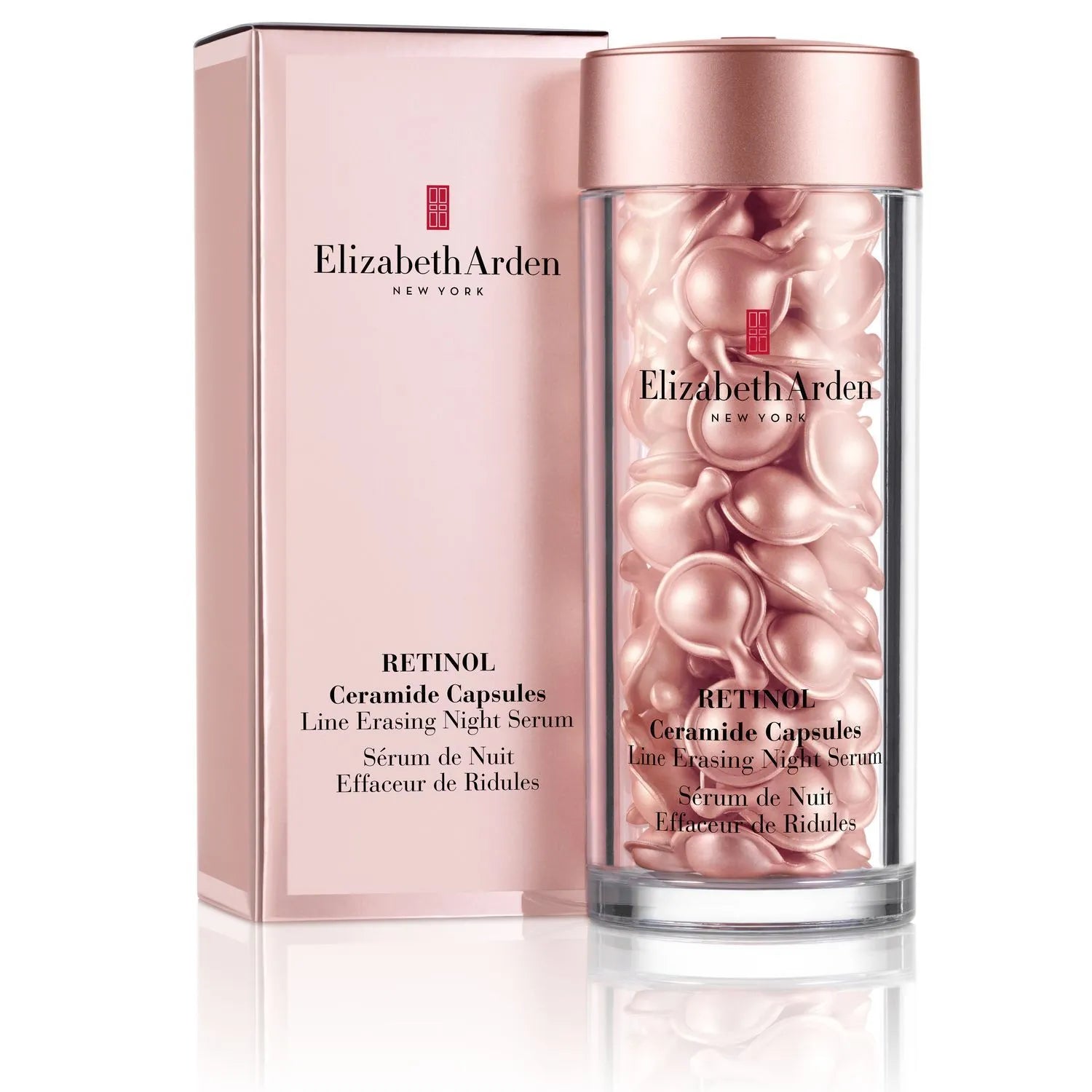 Elizabeth Arden Ceramide Retinol Line Erasing Night Serum - Anti-Aging Treatment for Wrinkles & Fine Lines - 60 Capsules | Perfect for Nighttime Skincare Routine & Hydration