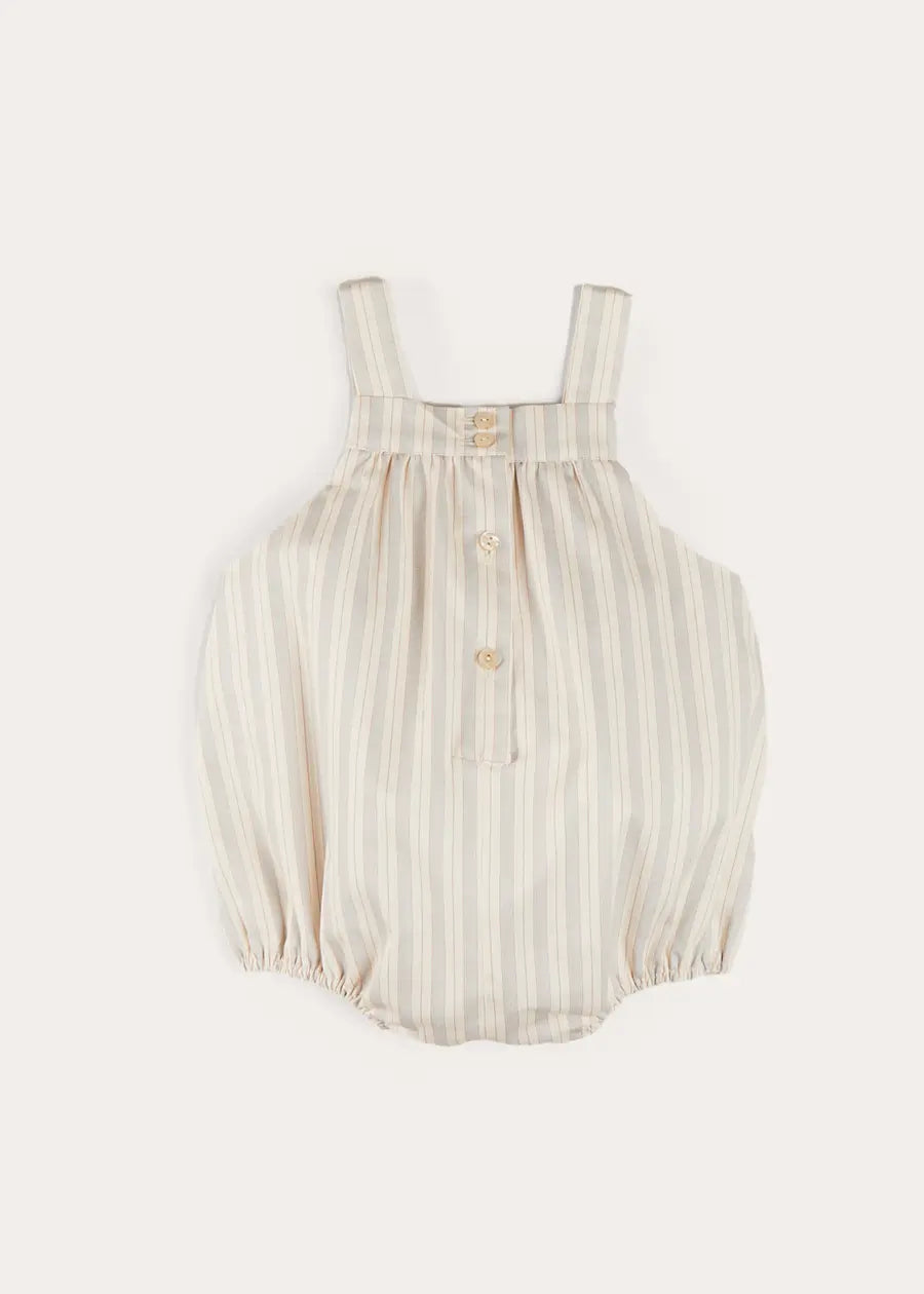 Brompton Stripe Romper for Babies & Toddlers - Beige Color (3 Months to 2 Years) - Perfect for Playdates, Family Outings & Photo Shoots