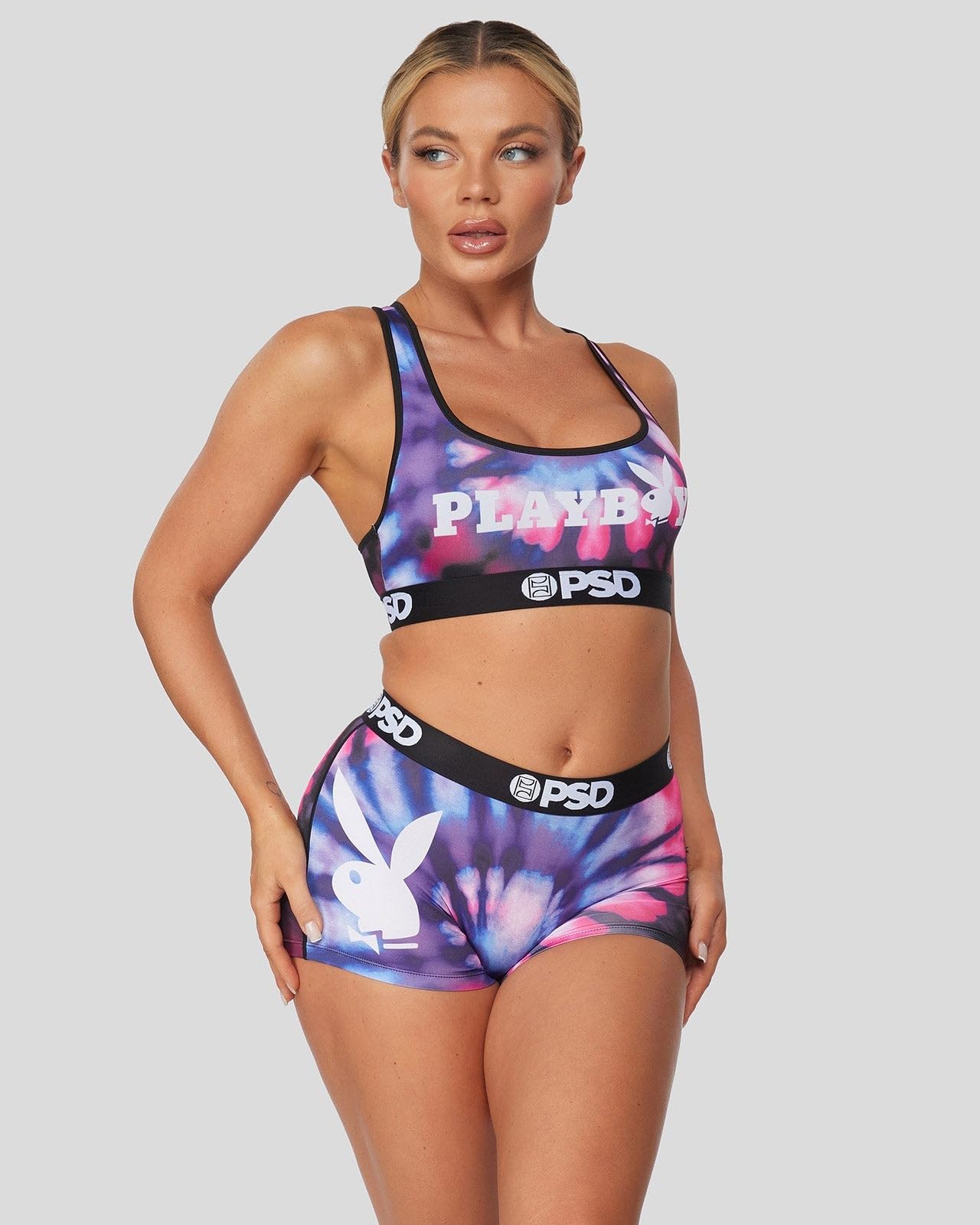Playboy Women's Racerback Sports Bra - Breathable Microfiber Workout Top for Yoga, Gym & Running | Comfortable Support for Active Lifestyles